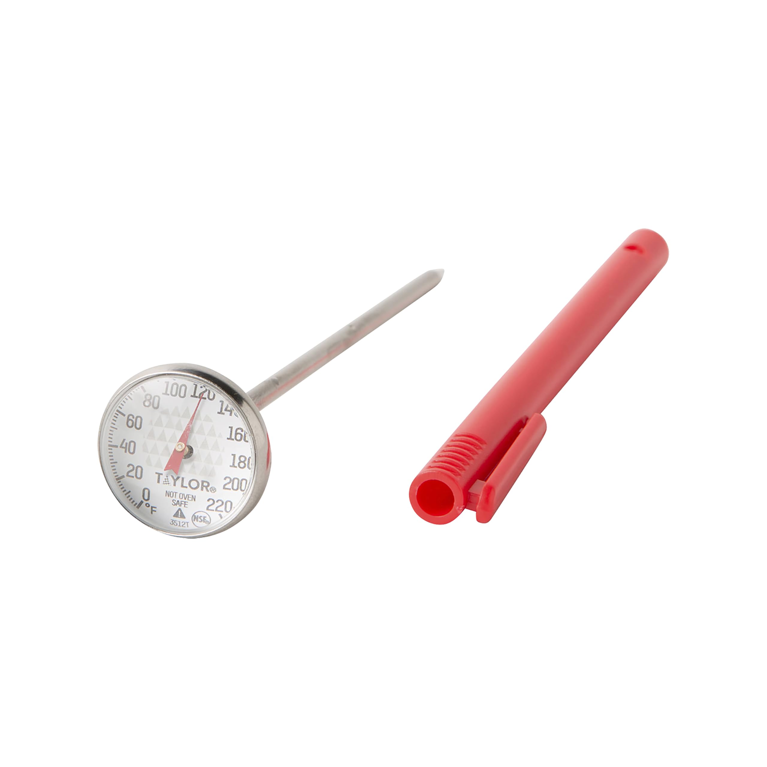 Taylor Instant Read Analog Meat Thermometer for Grilling, BBQ & Cooking - 1 Inch Dial with Red Pocket Sleeve Clip | Perfect for Steak, Chicken, Turkey & Kitchen Use