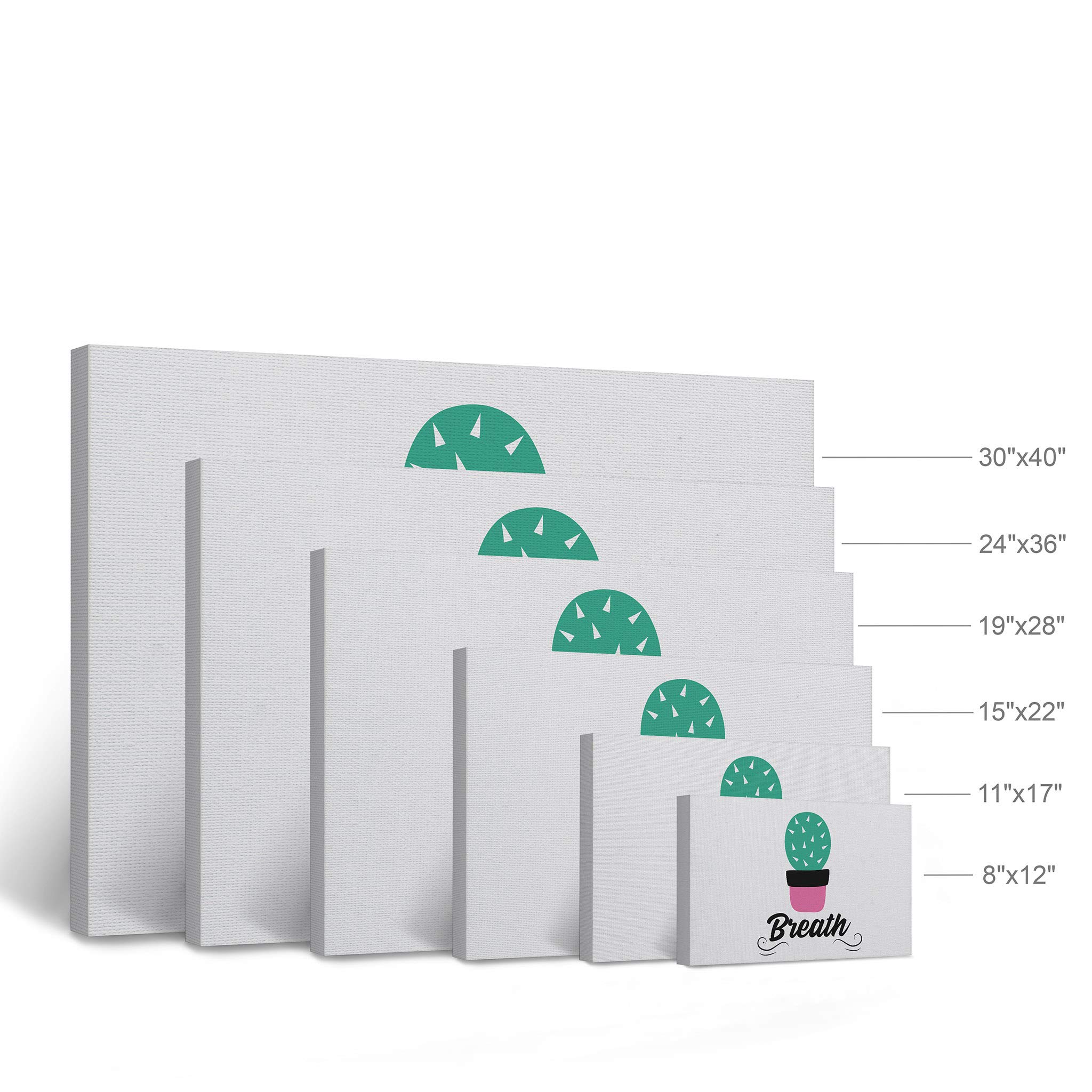 Smile Art Design Breath Typography Quote Canvas Print - Cactus Bathroom Sign Wall Decor - 24x36 Inch Ready to Hang Bathroom Wall Art - Made in USA - Perfect for Bathroom, Living Room & Home Decoration