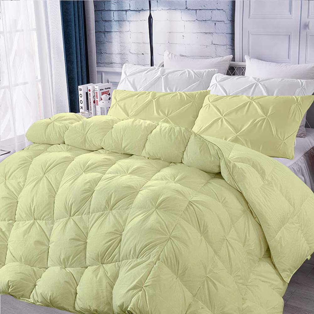 Premium RV Comforter Set - Ivory Solid Twin/Twin XL Size 68x90 Inches - 3-Piece Quilted Pinch Pleated Design - 1000 Thread Count Cotton Bedding - Perfect for Campers, Trailers & Motorhomes (Comforter Cover & Pillow Insert Not Included)