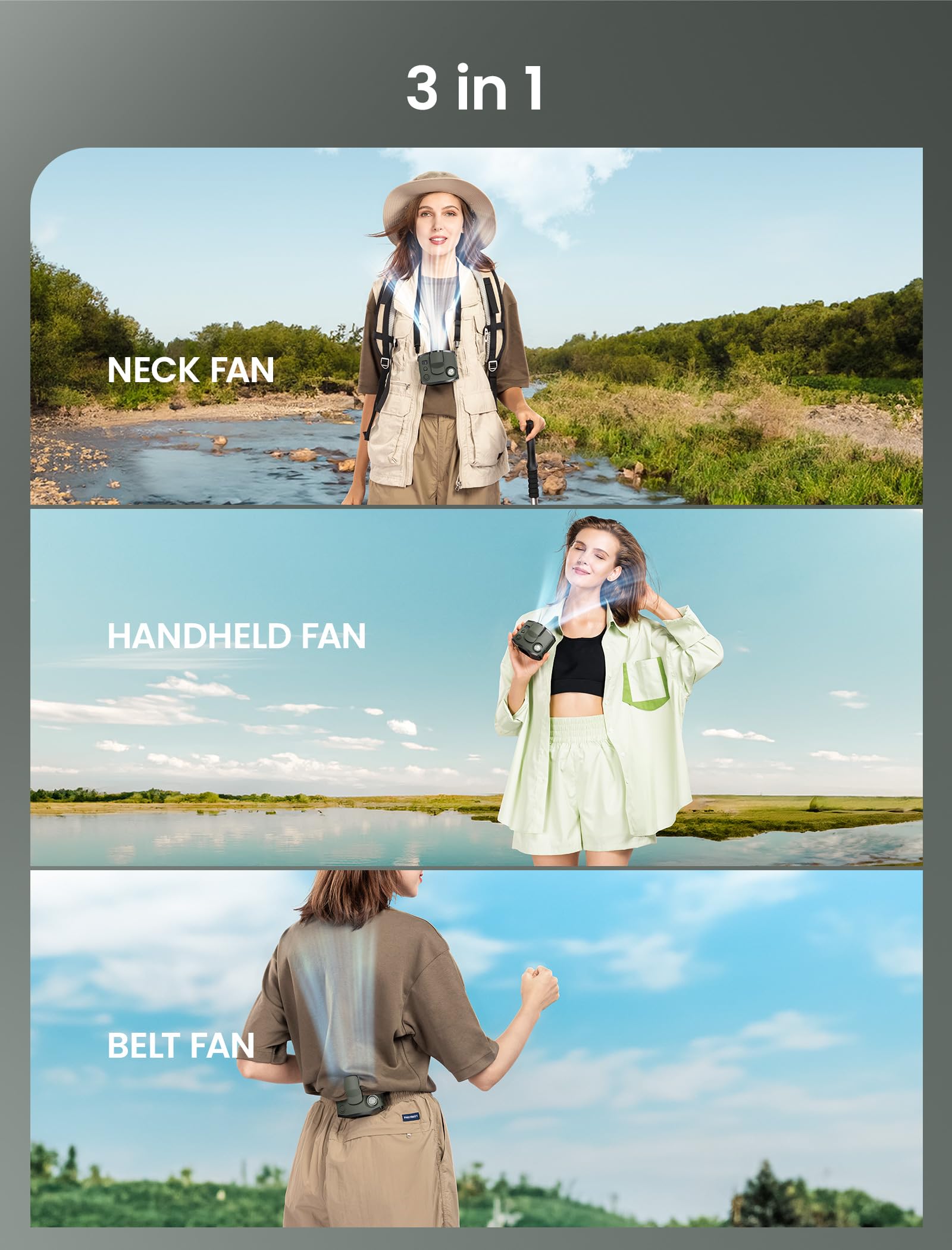 Portable Waist Clip Fan with LED Display & Light - Dual Clip & Lanyard - 3 Speed Wearable Cooler (21H Runtime) - Perfect for Hot Flashes, Jobsite, Outdoor, Travel & Office Use