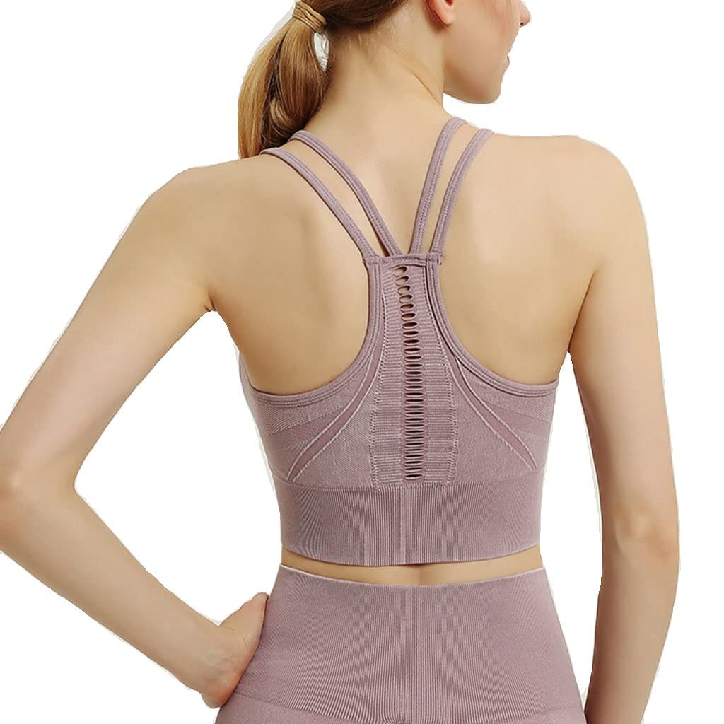 HSQMA Women's Shockproof Seamless Sports Bra - Breathable Yoga Workout Top for Running, Gym & Athletic Activities (Purple, Size S) | Perfect for High-Impact Exercise & Active Lifestyles