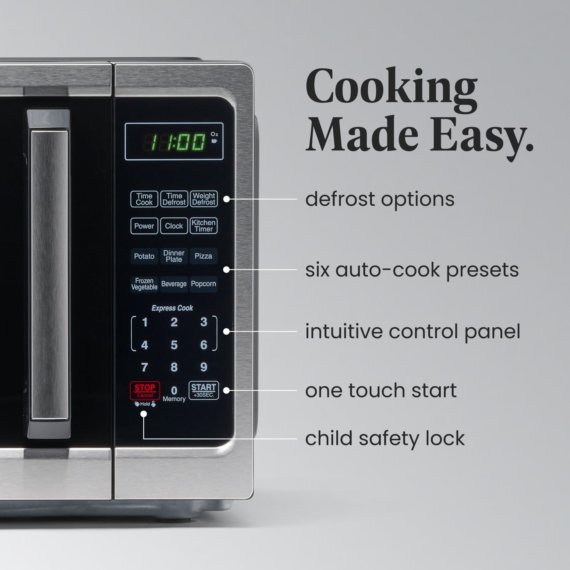 Farberware 0.9 Cu. Ft. 900W Countertop Microwave Oven with LED Lighting & Child Safety Lock - Stainless Steel Interior for Easy Cleaning - Compact Microwave Perfect for Small Kitchens, Apartments, Dorms & Office Break Rooms