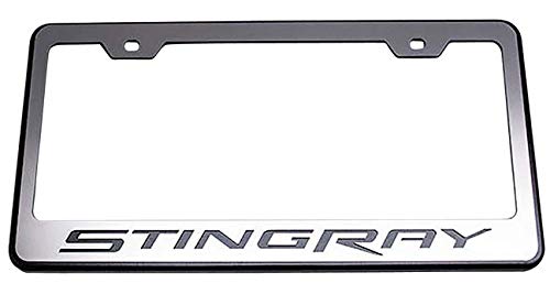 Stingray Powder Coat Black Rear Tag Frame - Stainless Steel Lettering for Cars