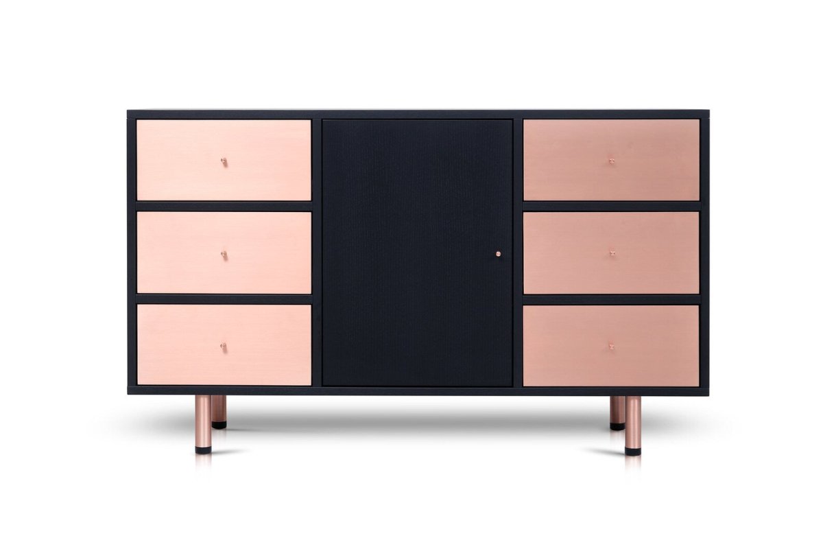 Handmade Copper Metal Chest of Drawers - Vintage Style Dresser with 5 Drawers for Bedroom Storage | Solid Wood & Metal Frame | Perfect for Master Bedroom, Guest Room or Dorm Organization