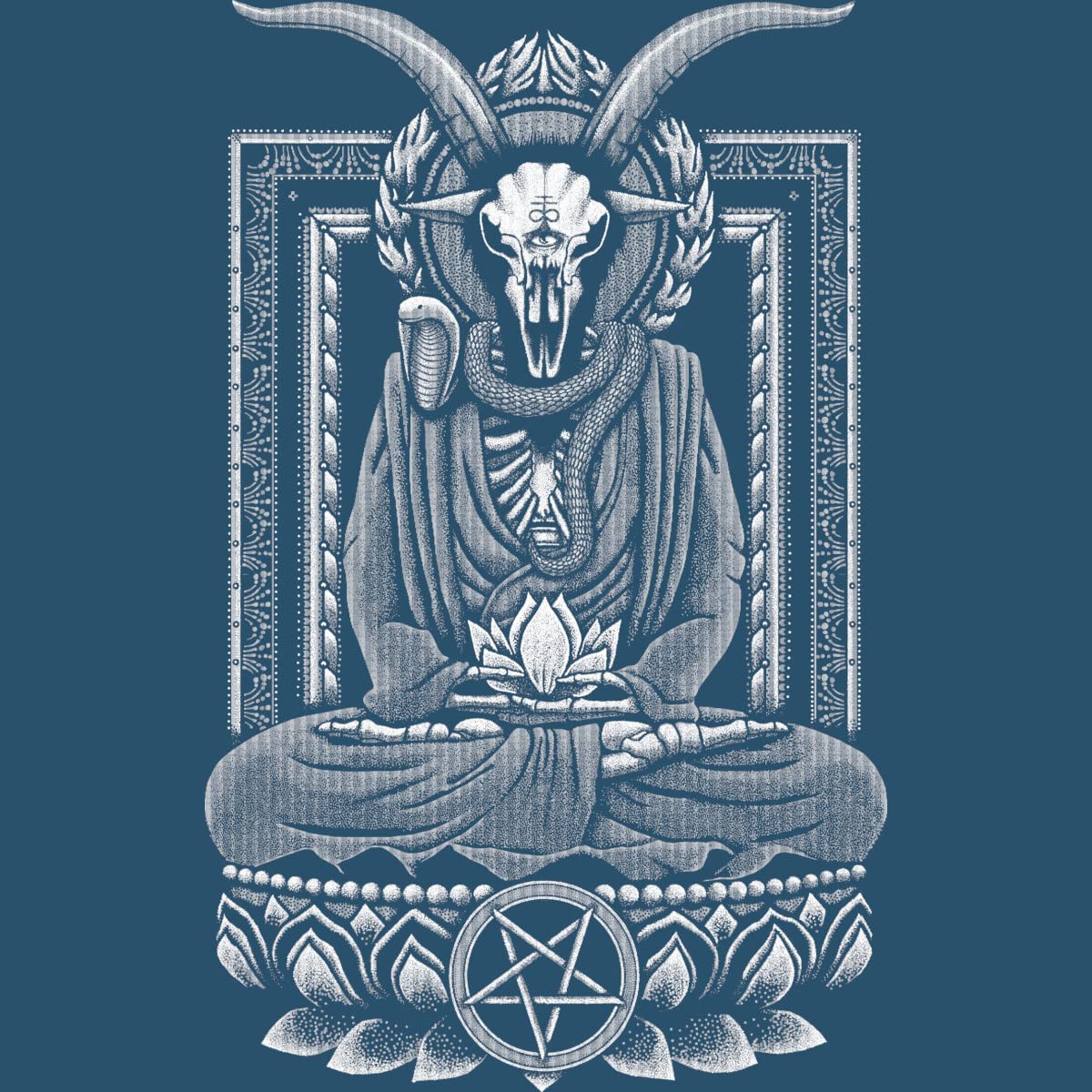 Design By Humans Men's Baphomet Nirvana White Halftone Graphic Tank Top | Snazzygaz Art | Soft Cotton Muscle Tee for Concerts, Festivals & Streetwear Fashion