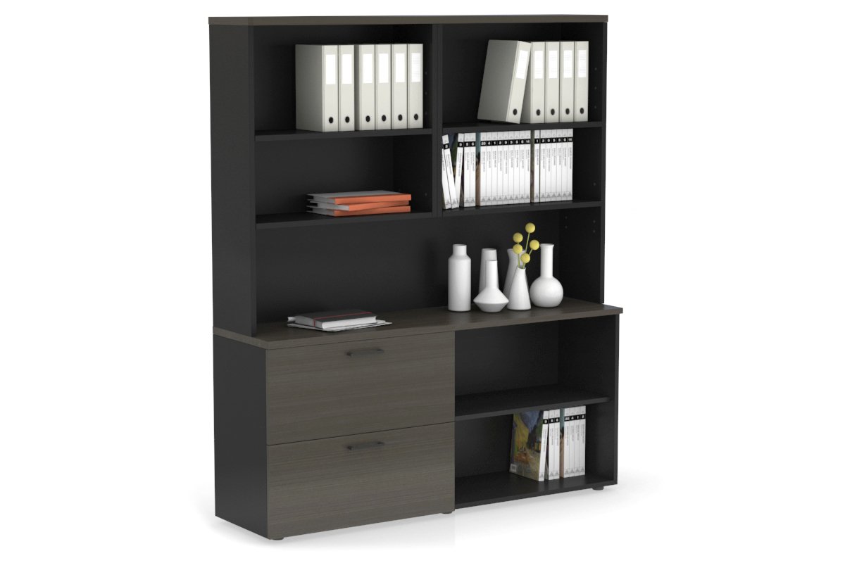 2-Drawer Small Filing Cabinet with Open Storage Hutch - Perfect for Office, Home, or Classroom Organization