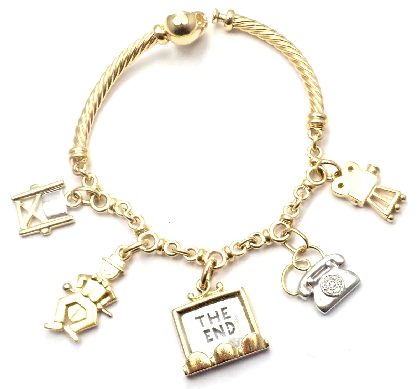 Authentic Pomellato 18K Yellow & White Gold Cinema Charm Bracelet for Women | Luxury Italian Jewelry Gift for Birthday, Anniversary & Special Occasions