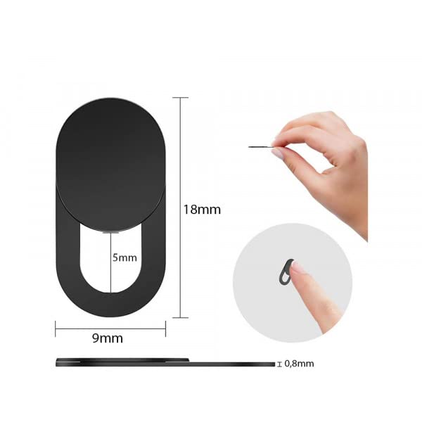 PARENCE - 3-Pack Universal Camera Privacy Sliders for Laptops, Tablets & Smartphones - Black Webcam Cover - Perfect for Online Meetings, Remote Work & Privacy Protection