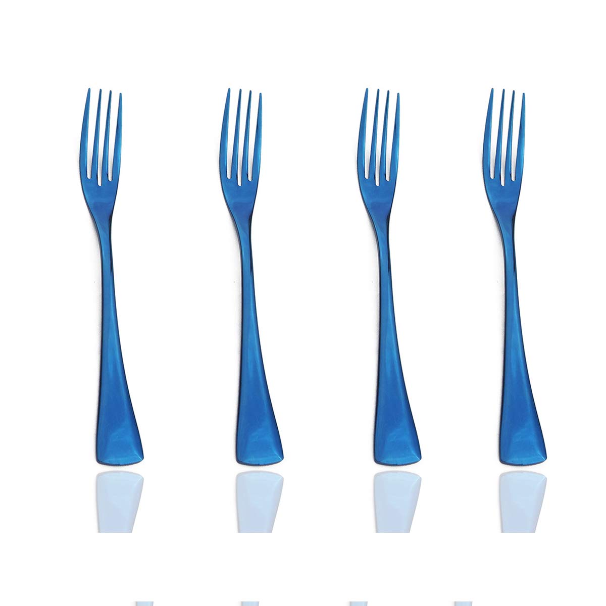 JASHII 4-Piece Mini Dessert Forks Set - 18/10 Stainless Steel Mirror Polished Flatware - Perfect for Cake Tasting, Dessert Parties, Home Kitchen & Restaurant Use - Elegant Blue Utensils for Afternoon Tea, Wedding Buffets & Fine Dining