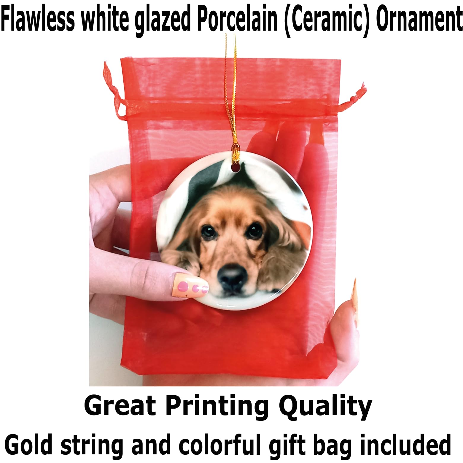 Custom Personalized Christmas Ornament with Photo, Text & Art - 3