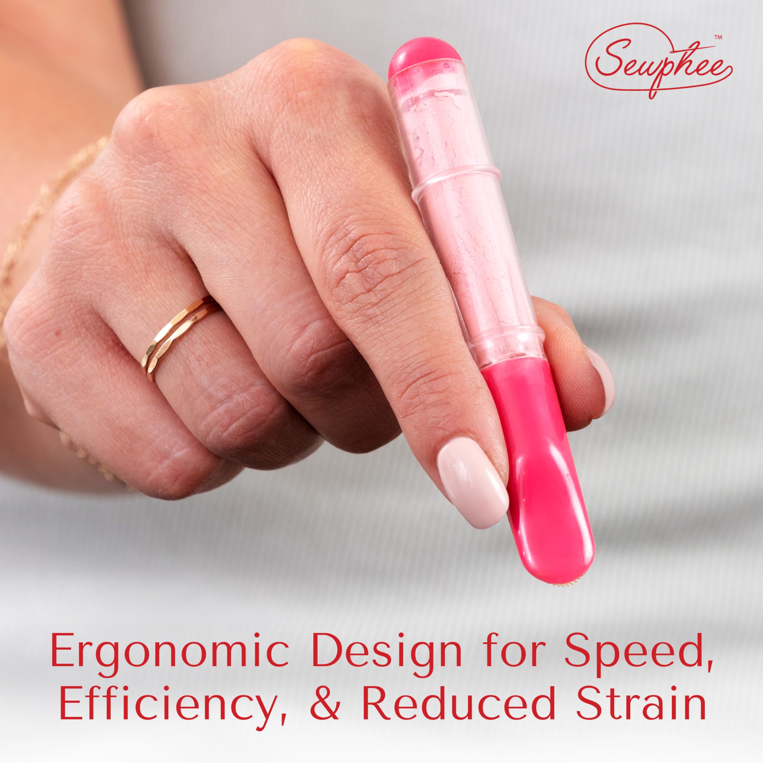 Ergonomic Fabric Markers for Sewing - Washable Tailor's Chalk Pens with Precision Dosing Wheel (White & Pink 2-Pack) | Perfect for Quilting, Dressmaking & Fabric Crafts on Cotton, Silk & Polyester