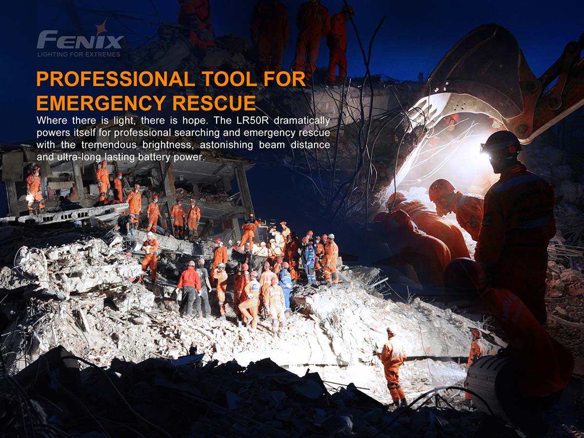 Fenix LR50R Rechargeable Flashlight - 12000 Lumen Ultra Bright LED Spotlight for Camping, Hiking, Emergency & Outdoor Adventures
