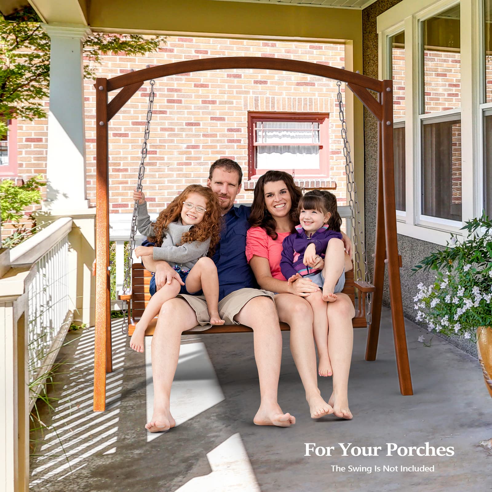**VINGLI Heavy Duty Wooden Swing Frame for Adults & Kids - Sturdy A-Frame Porch Swing Stand for Indoor & Outdoor Use - Curved Arc Top Design - Supports 1000 lbs - Perfect for Backyard, Garden, Patio & Deck Relaxation**