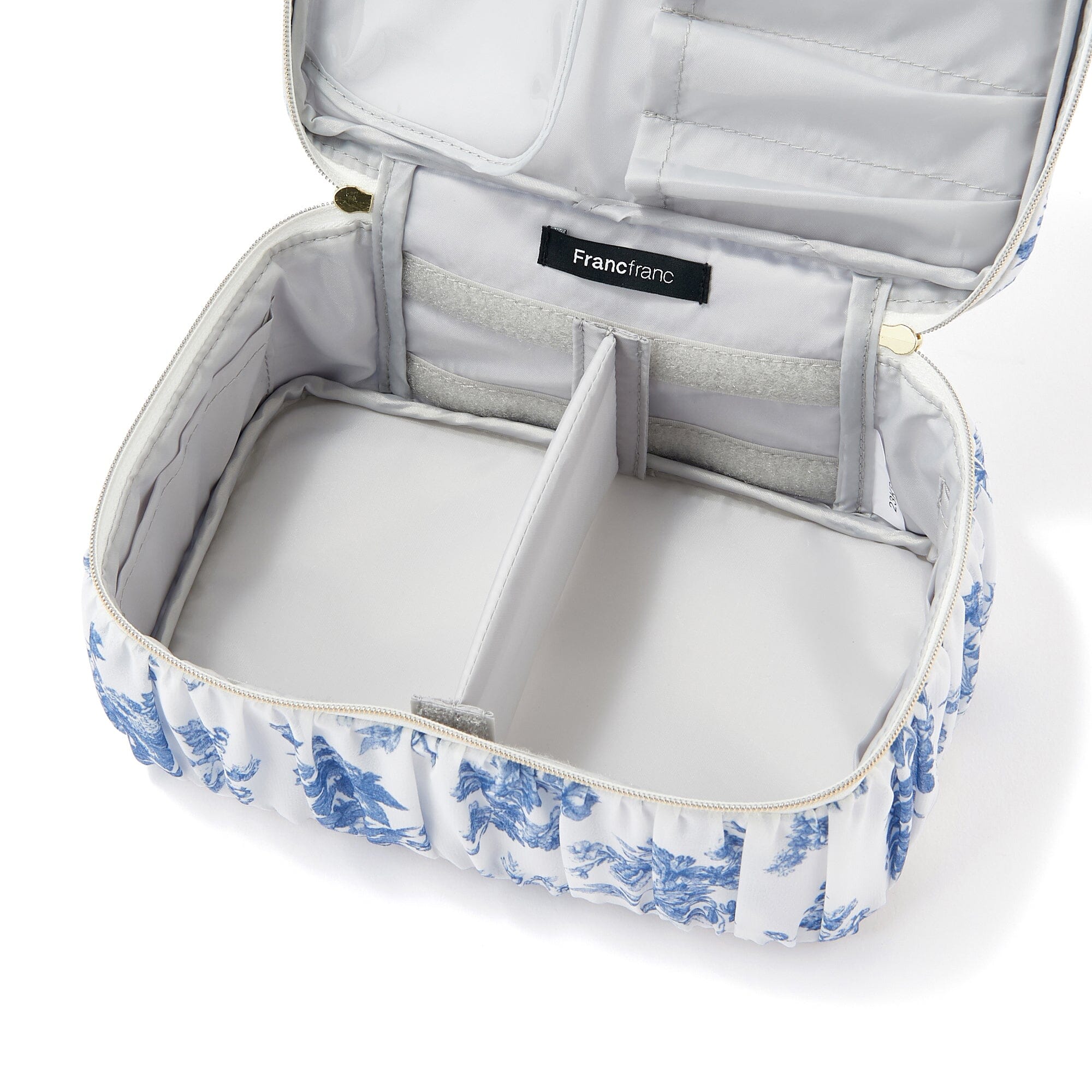 Classic Floral Vanity Pouch - Small Navy Blue Makeup Bag for Women | Perfect for Travel, Bridal Shower & Everyday Use