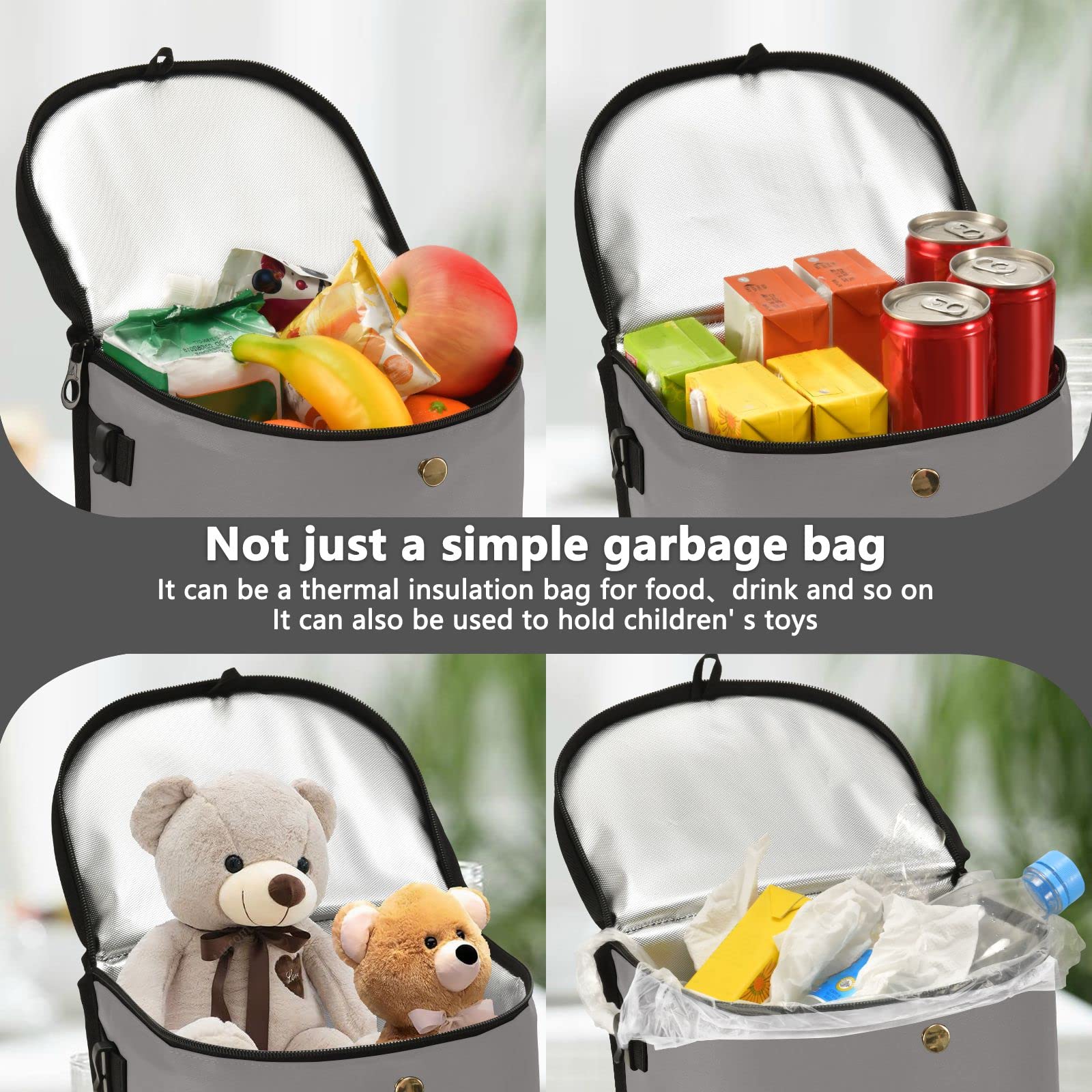 J JOYSAY Collapsible Hanging Car Trash Can - Waterproof Leakproof Car Garbage Bag Organizer with Floral Design, Portable Large Capacity Auto Waste Container for Road Trips, Commuting & Family Travel