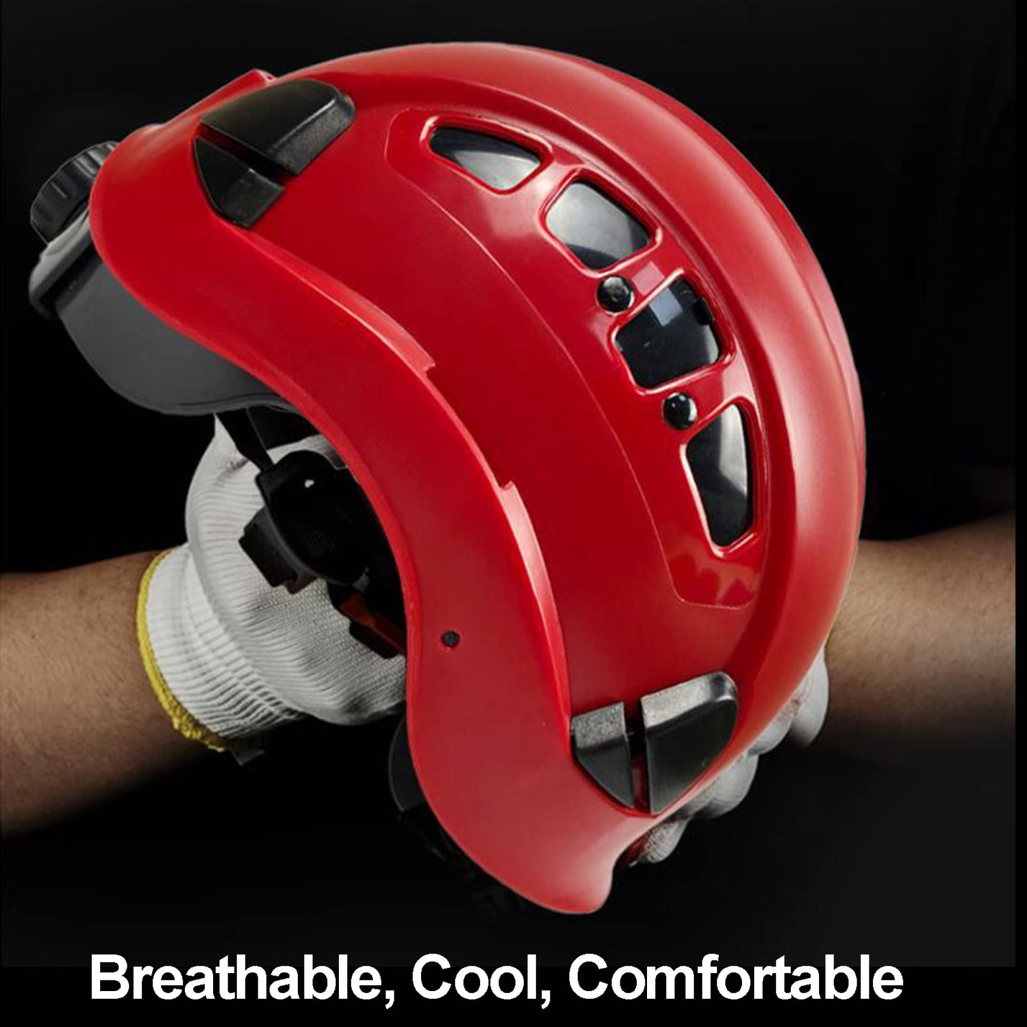 ABS Hard Hat with Goggles - 6-Point Ventilated Safety Helmet, Adjustable Construction Helmet (White, 1 Pack) for Construction Workers, Cyclists & Outdoor Sports
