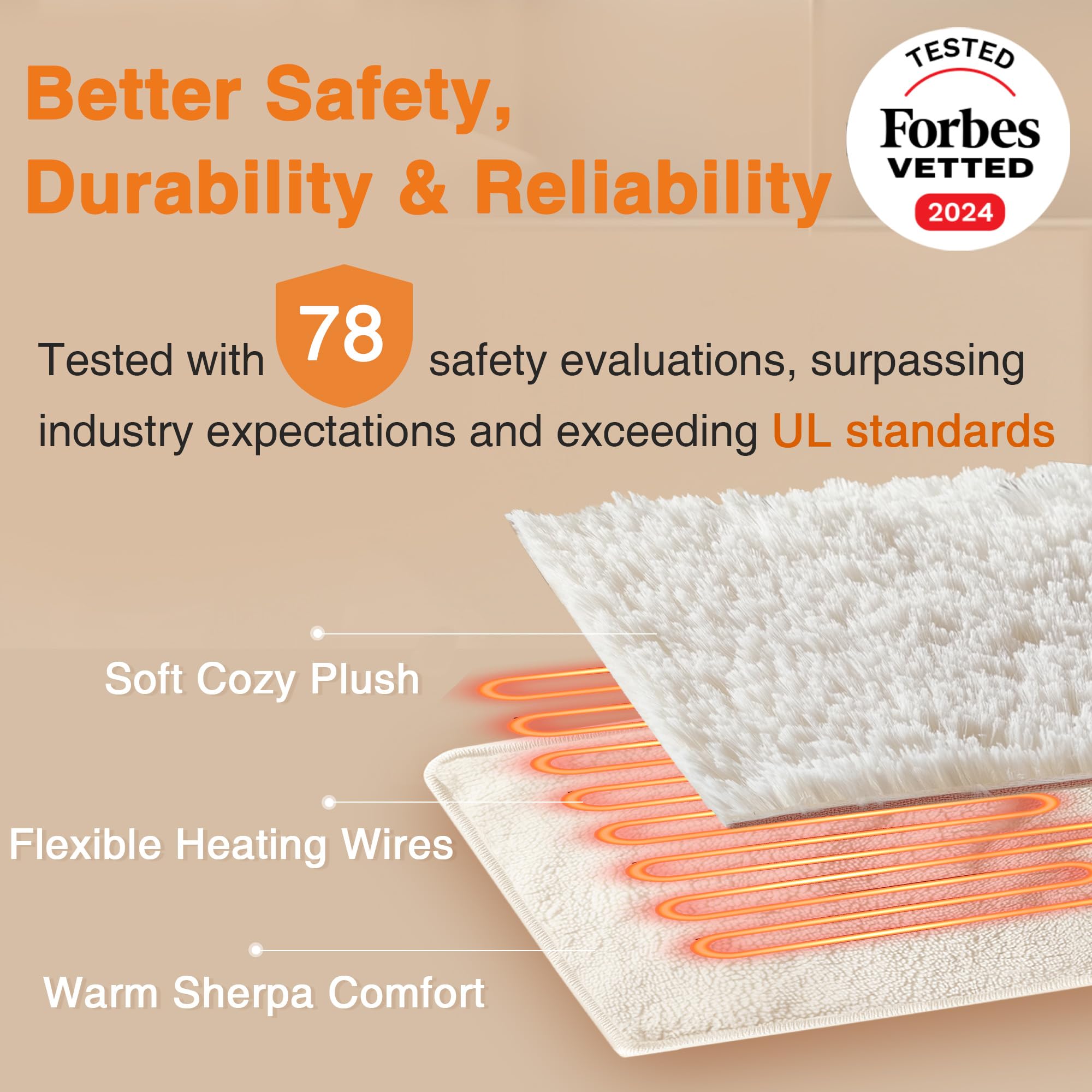 Beautyrest Electric Heated Blanket with 20 Heat Settings & Auto Shut Off - Soft Reversible Sherpa Plush Warming Blanket for Winter, 1-10 Hour Timer, Machine Washable, Full Size 84x80 Inches, Tan - Perfect for Cold Nights, Bedroom Comfort, and Cozy Movie Evenings
