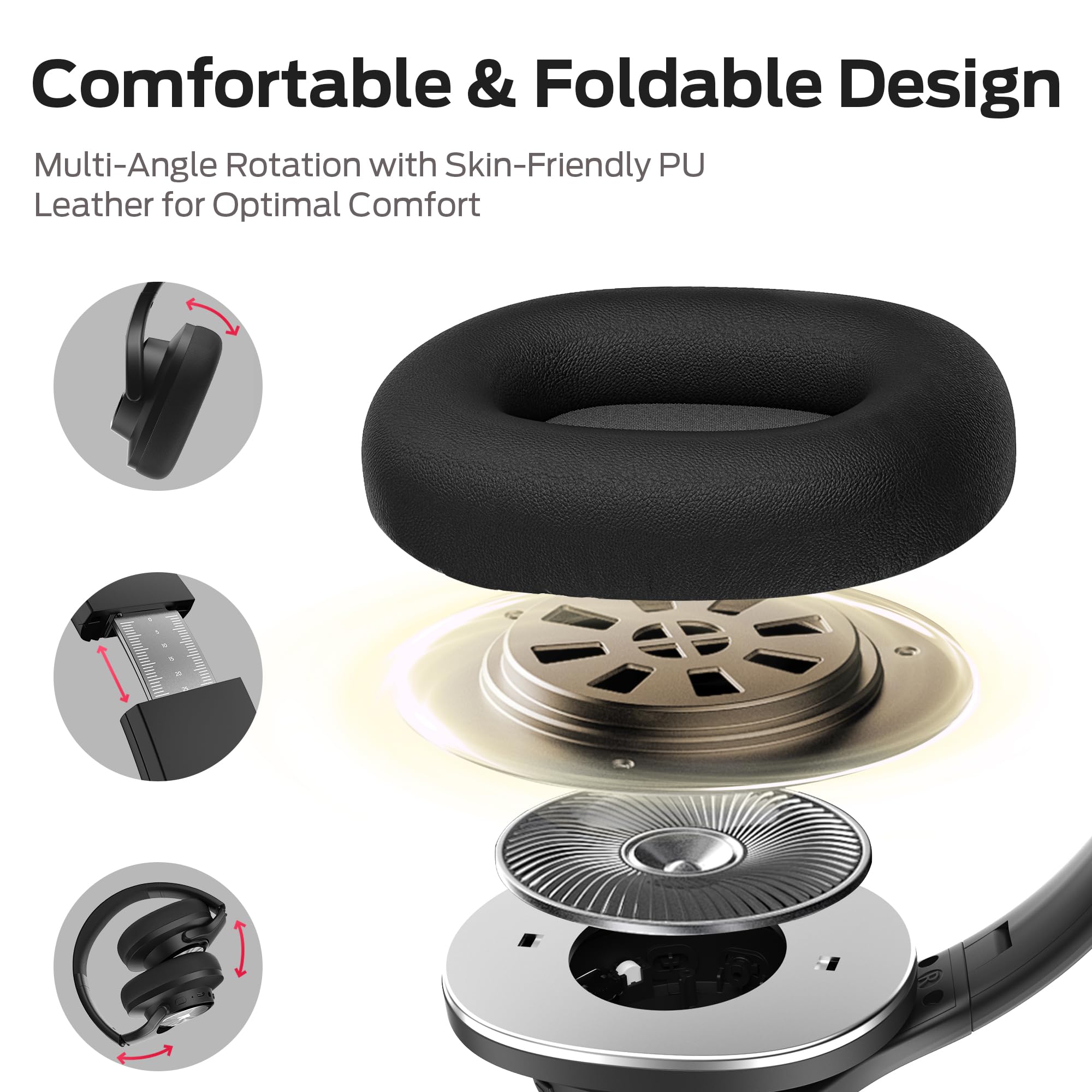 Monster Mission 200 Bluetooth Headphones - Wireless Over-Ear Headphones with 3 EQ Modes, HiFi Stereo Sound, Deep Bass, 70H Playtime, Low Latency, Foldable & Lightweight Design for Home, Office, Gaming, Travel, and Phone Calls