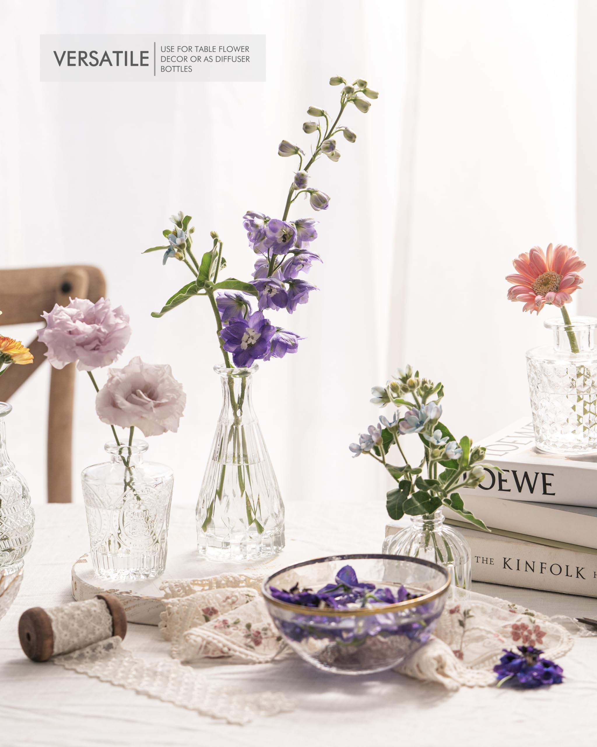 30 Pack Clear Glass Bud Vases - Small Flower Vases Bulk Set for Wedding Centerpieces, Rustic Decor, Home Table Arrangements | Perfect for Wedding Decorations, Party Centerpieces, and Home Floral Displays