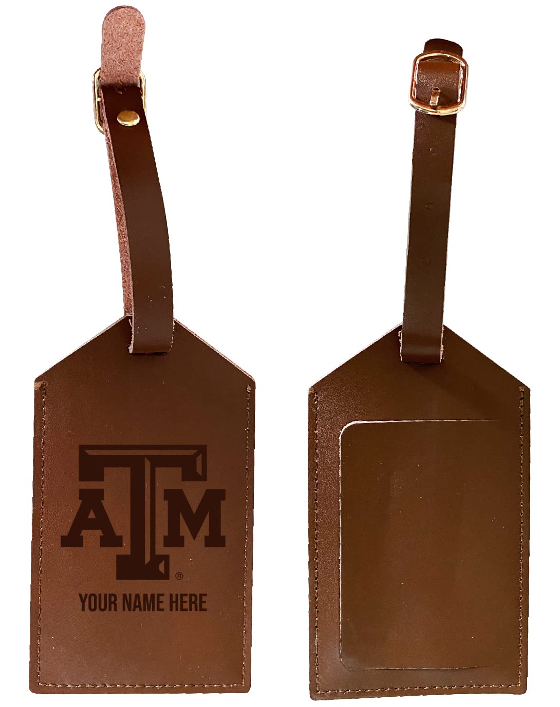 Personalized Texas A&M Aggies Leather Luggage Tag - Custom Name Engraved | Officially Licensed College Gift for Travel & Alumni
