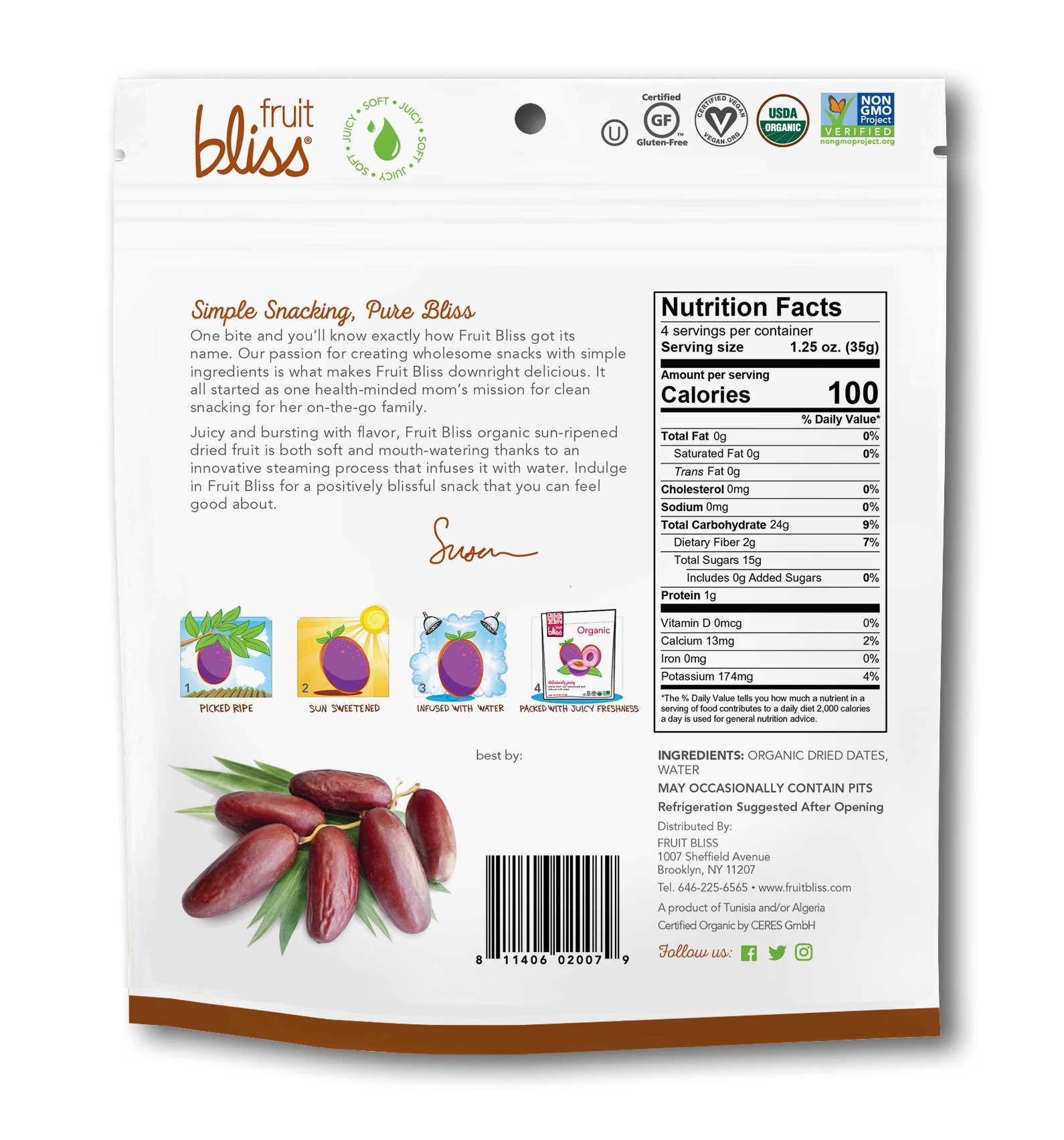 Organic Deglet Nour Pitted Dates - Soft, Juicy & Naturally Sweet Dried Fruit Snacks (5oz Resealable Bag) | Healthy Vegan Snack for Baking, Smoothies & On-the-Go Energy