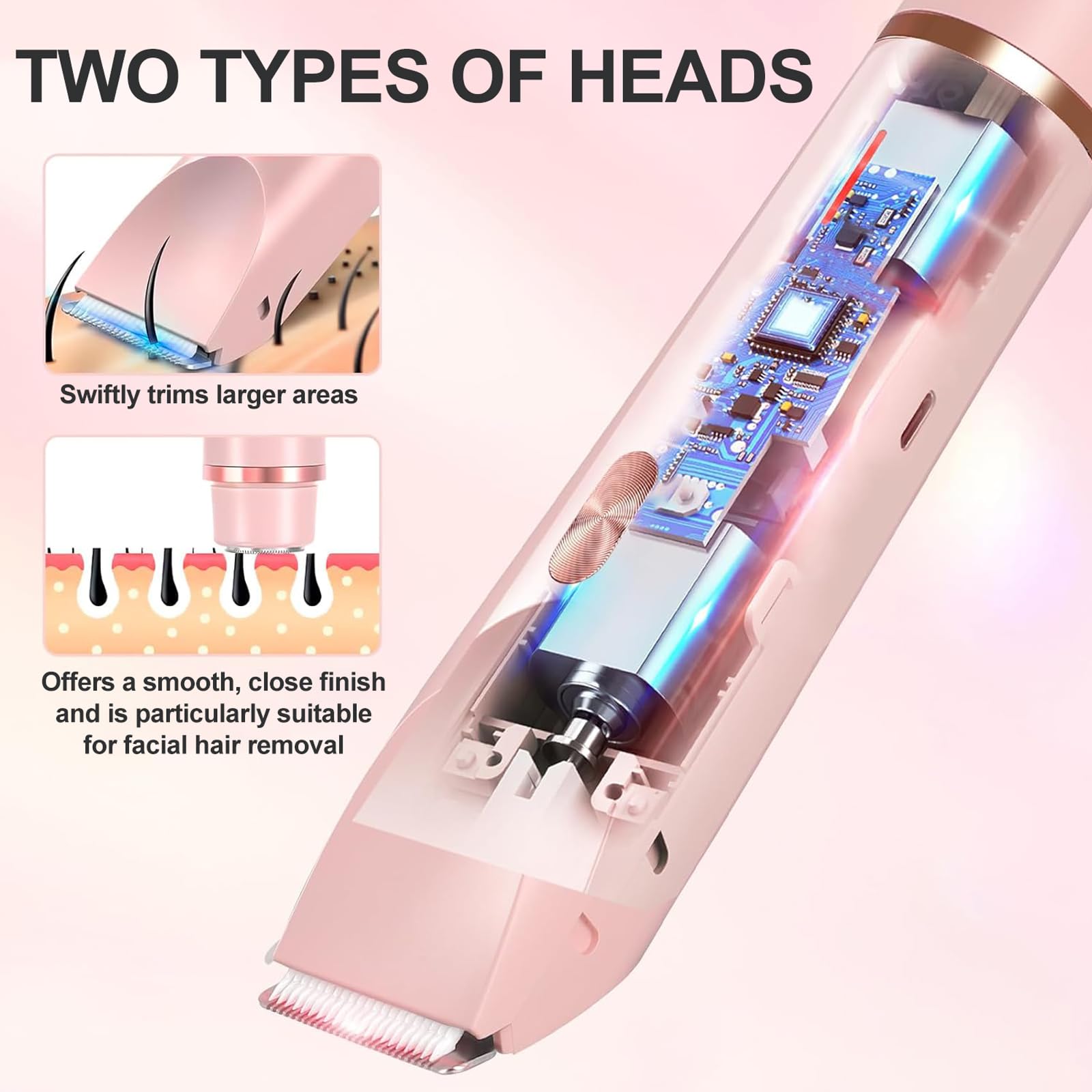 Best Electric Shaver for Women - 2-in-1 Rechargeable Razor for Legs, Underarms, Face & Bikini Area - Wet & Dry Hair Trimmer for Smooth Skin - Perfect for Travel, Gym & Home Use