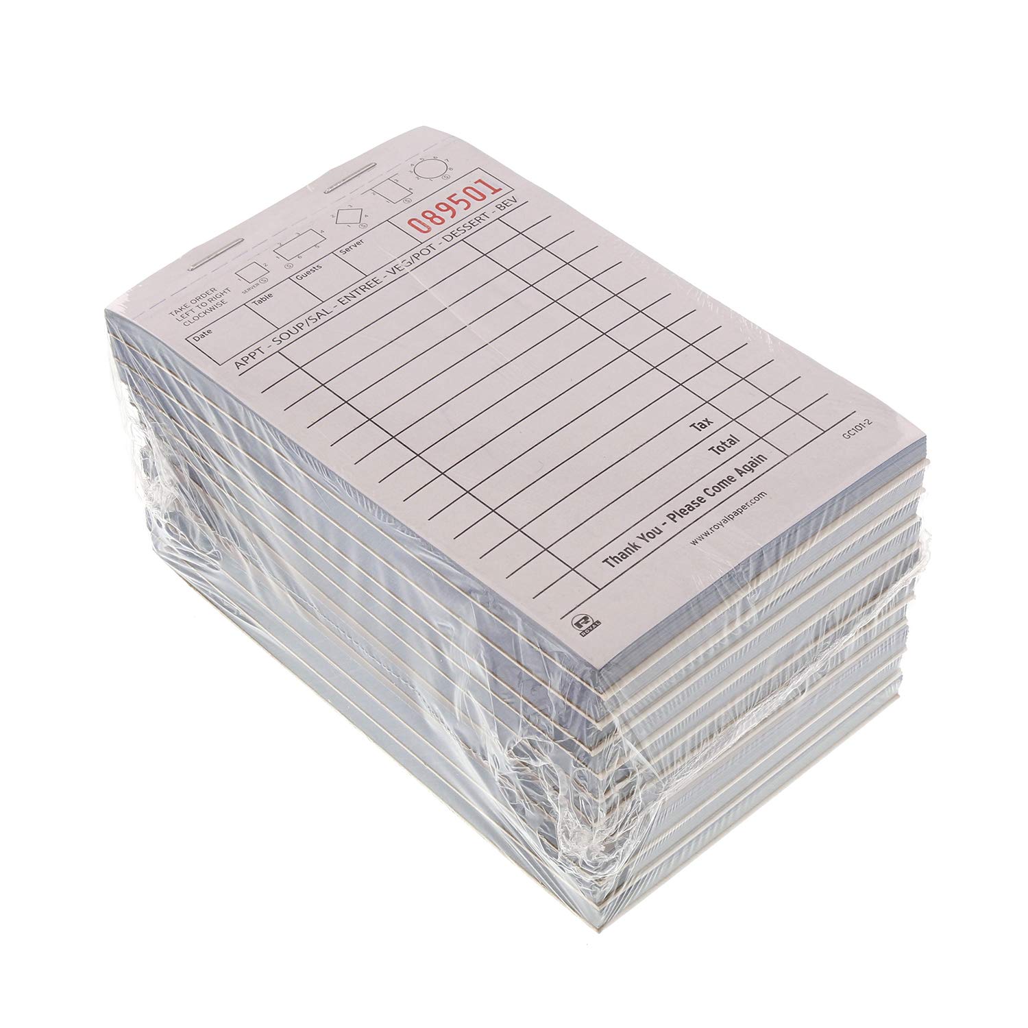 Royal White Guest Check Paper - Carbonless 2-Part Booked with 13 Lines (Case of 100 Books) | Perfect for Restaurants, Cafes, and Hospitality Businesses