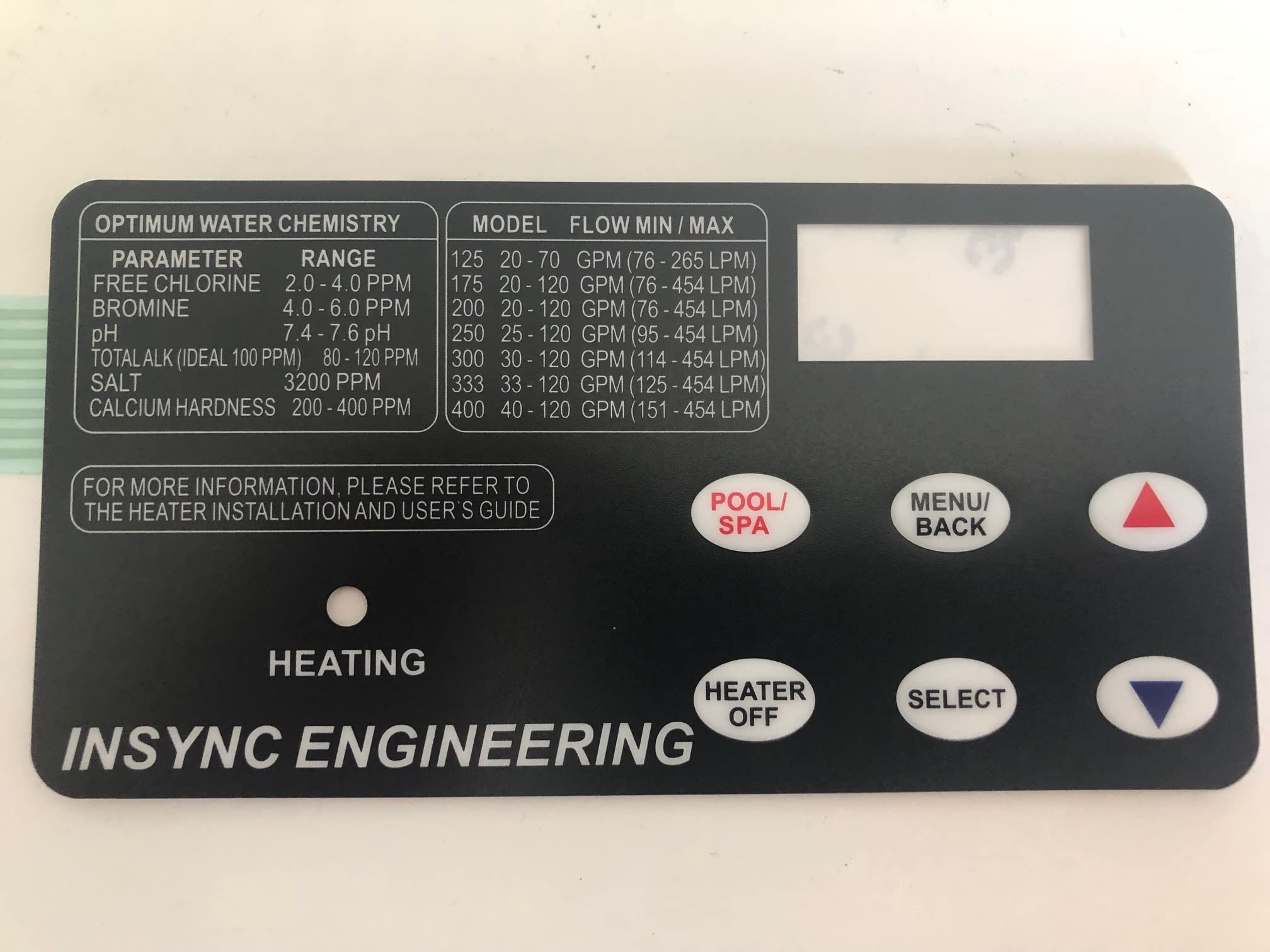 Pentair MASTERTEMP MAX-E-Therm 461106 Replacement Membrane - 6-Button Compatible Keypad Made in USA | Perfect for Pool & Spa Heater Repair & Maintenance