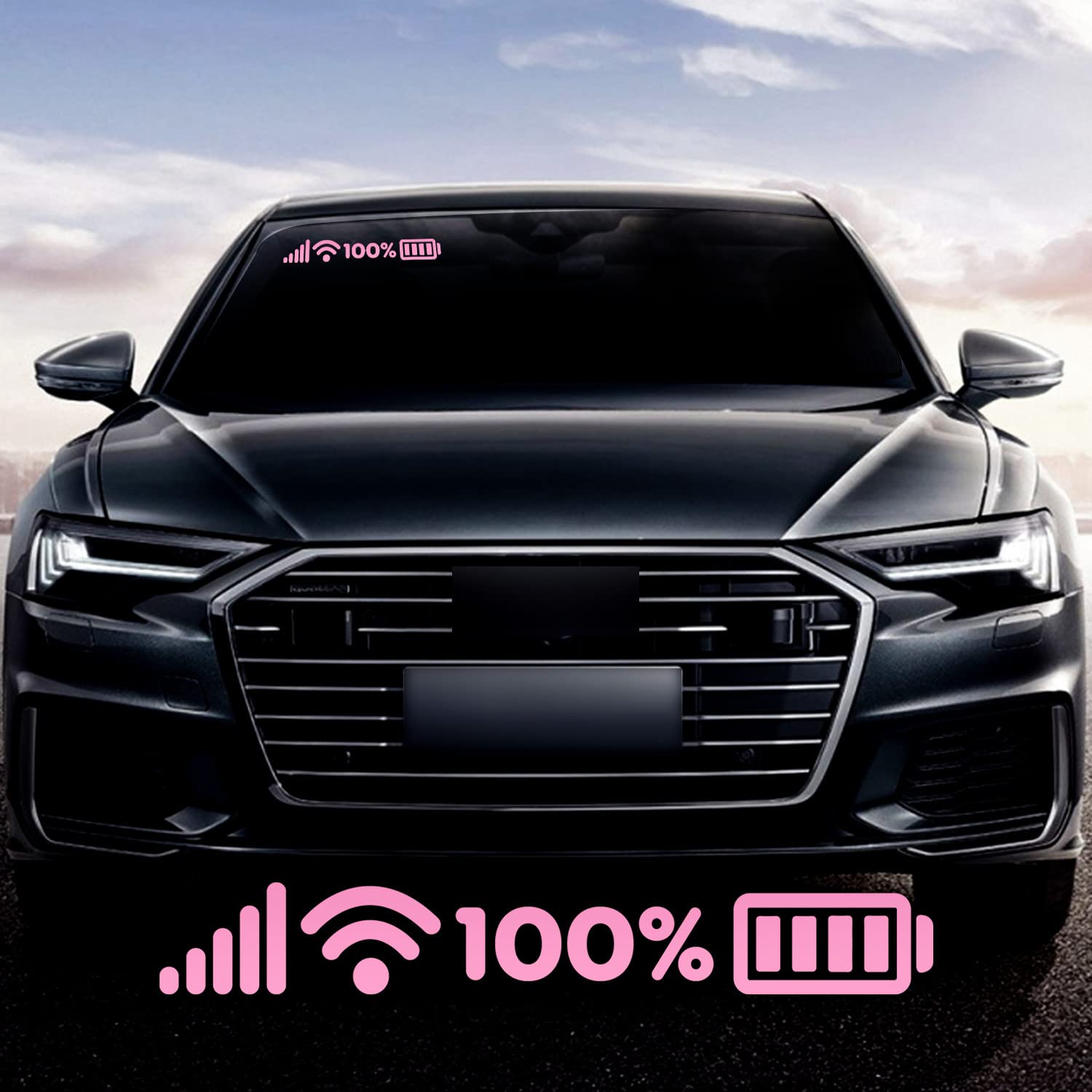 Funny Signal WiFi Full Battery Car Stickers - Unique Vehicle Window Decals for Electric Cars, Home & Office Decor - Pink Vinyl Decorative Auto Rear Window Mirror Decals | Perfect for Prank Gifts, Tesla Owners & Workspace Humor