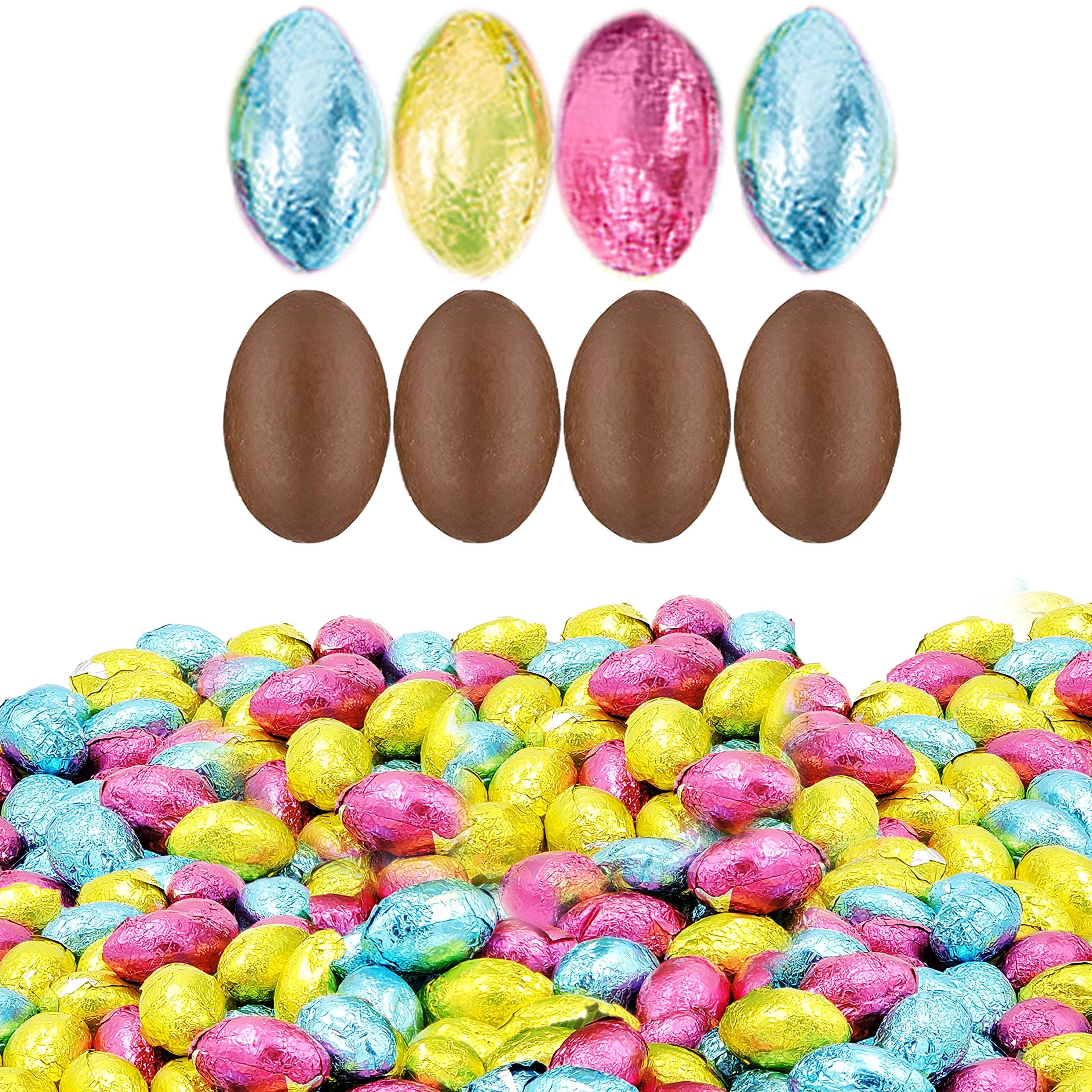 Easter Chocolate Eggs - Multicolored Foil Wrapped Milk Chocolate Treats - Kosher Certified, Half-Pound (Approx. 45 Pieces) - Perfect for Easter Baskets, Party Favors & Holiday Gifting