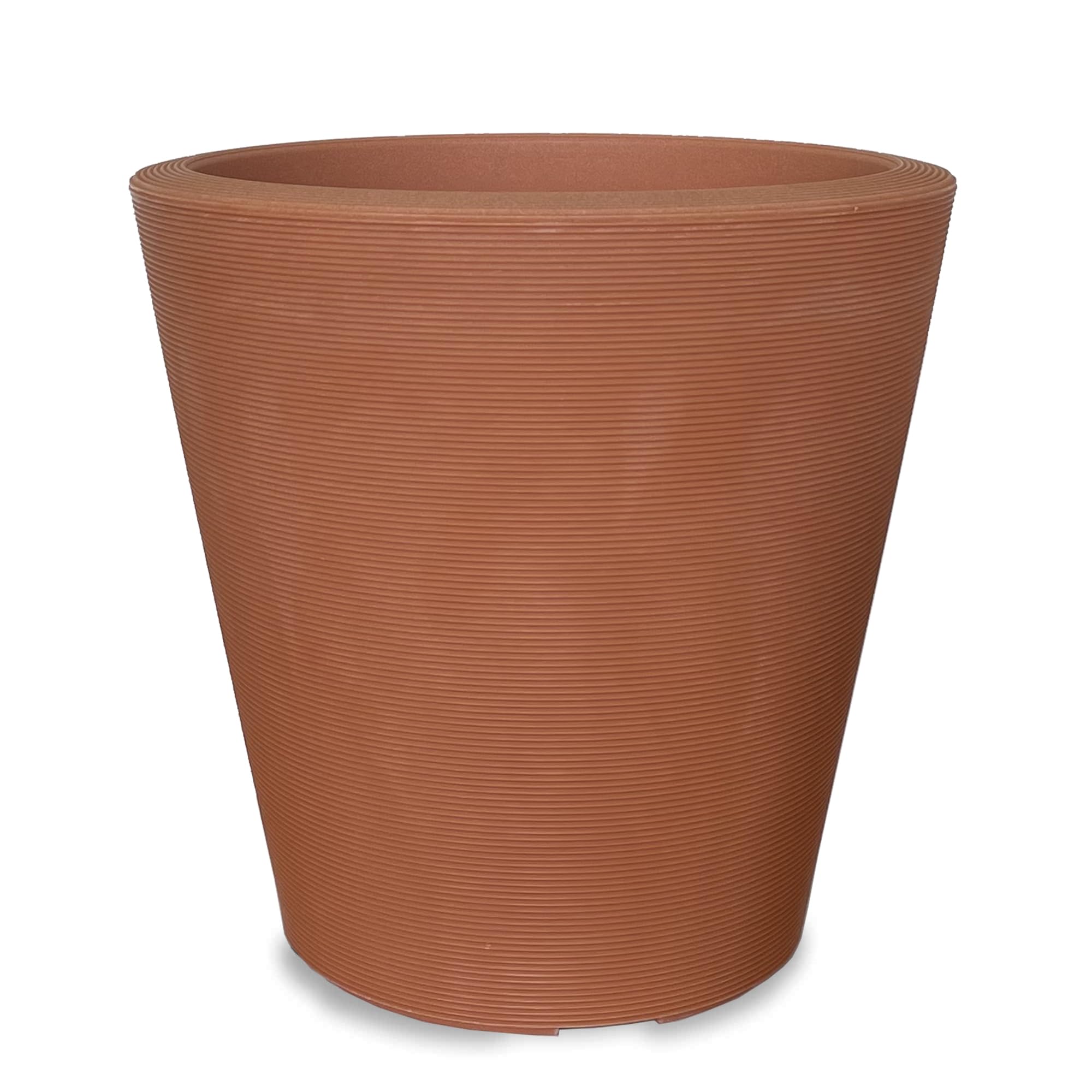 Crescent Garden Madison Planter - 20 Inch Double-Walled Plant Pot in Weathered Terracotta | Indoor/Outdoor Flower Pot for Patio, Garden & Home Decor