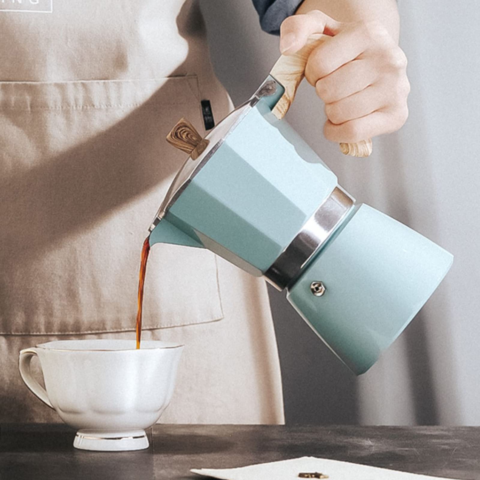 Premium Moka Pot Stovetop Espresso Maker - 6 Cup Italian Coffee Maker, 10 oz Manual Cuban Percolator for Authentic Espresso - Perfect for Home Brewing, Camping & Gifts