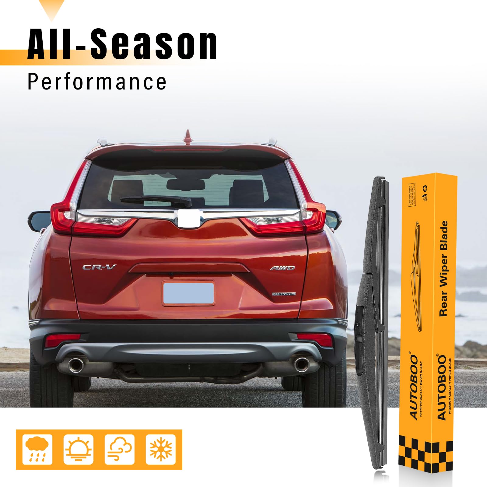 AUTOBOO 10 Inch Rear Wiper Blade Replacement for Mitsubishi Outlander Sport 2021-2011, Honda HR-V 2022-2016, Nissan Leaf, Infiniti QX80 QX56 - High Quality OEM Fit Windshield Wiper Blade (Pack of 1) - Perfect for Rainy Weather and Winter Driving Conditions