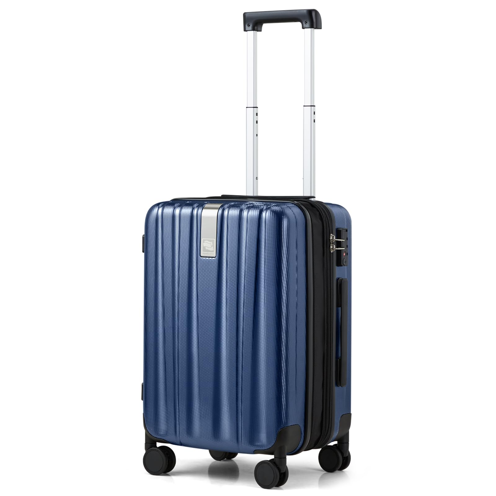 Hanke 20 Inch Expandable Carry on Luggage - Airline Approved Lightweight PC Hard Shell Suitcase with 360° Spinner Wheels, TSA Lock - Perfect for Business Travel & Weekend Getaways (Dark Blue)