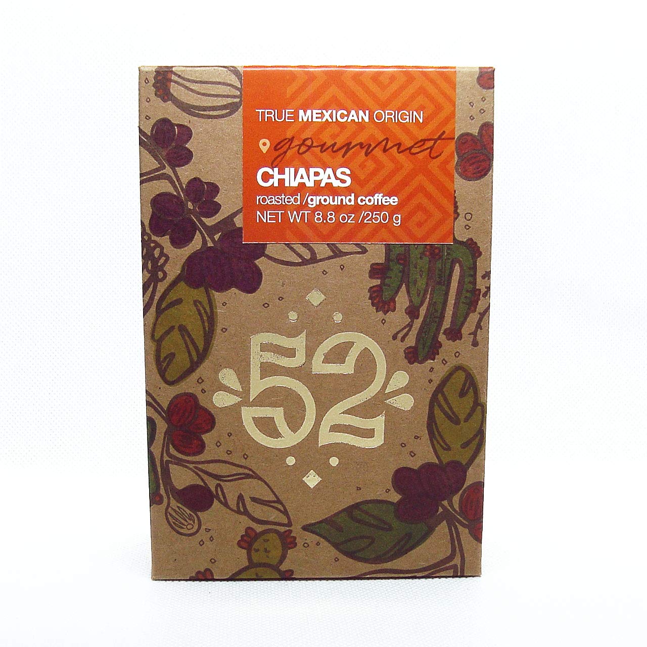 52 GOURMET Premium Ground Coffee - Artisan Mexican Chiapas Blend | Rich & Smooth Flavor for Home Brewing, Office Use & Gift Giving