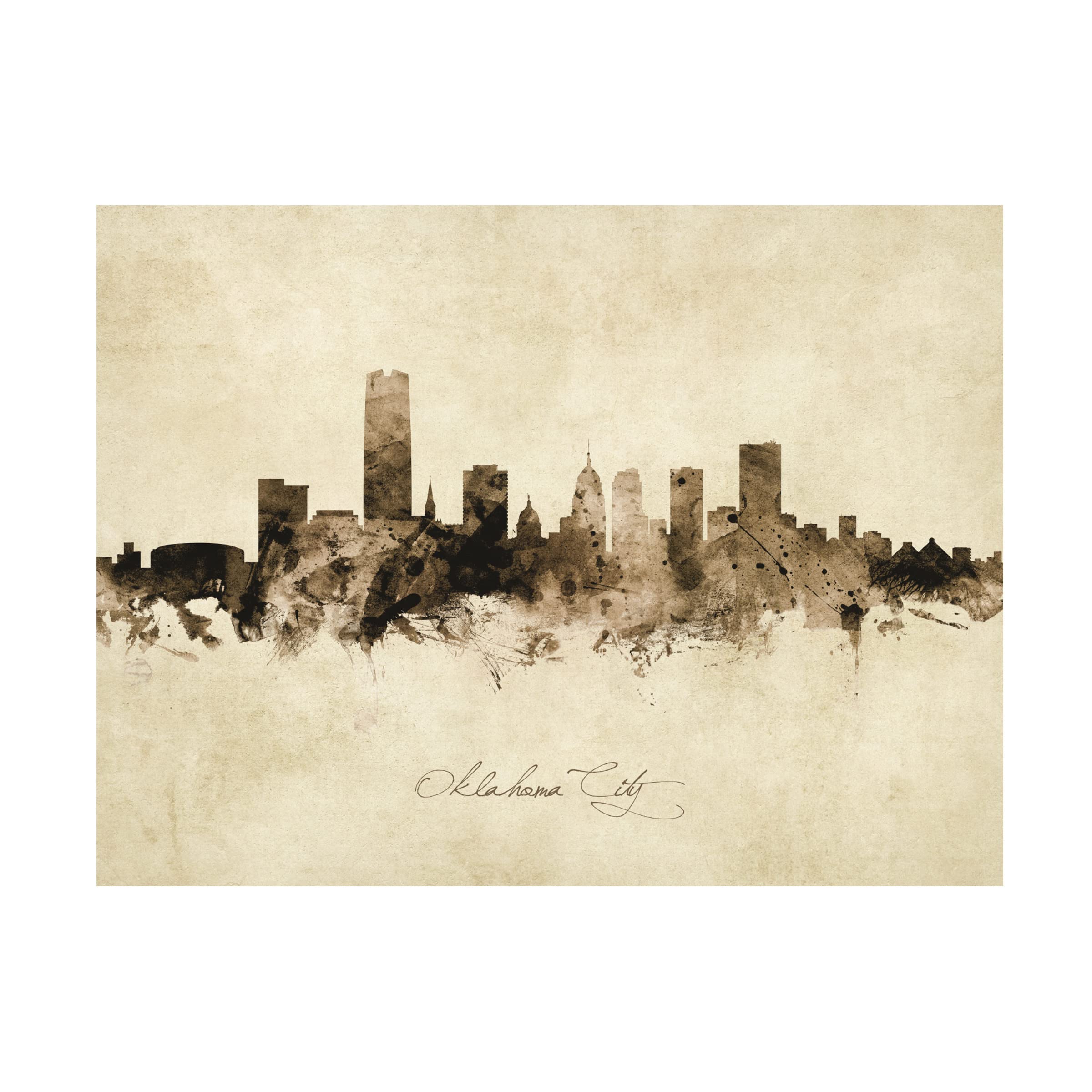 Michael Tompsett Oklahoma City Skyline Vintage Canvas Art Print - Modern Wall Decor for Living Room, Office & Bedroom
