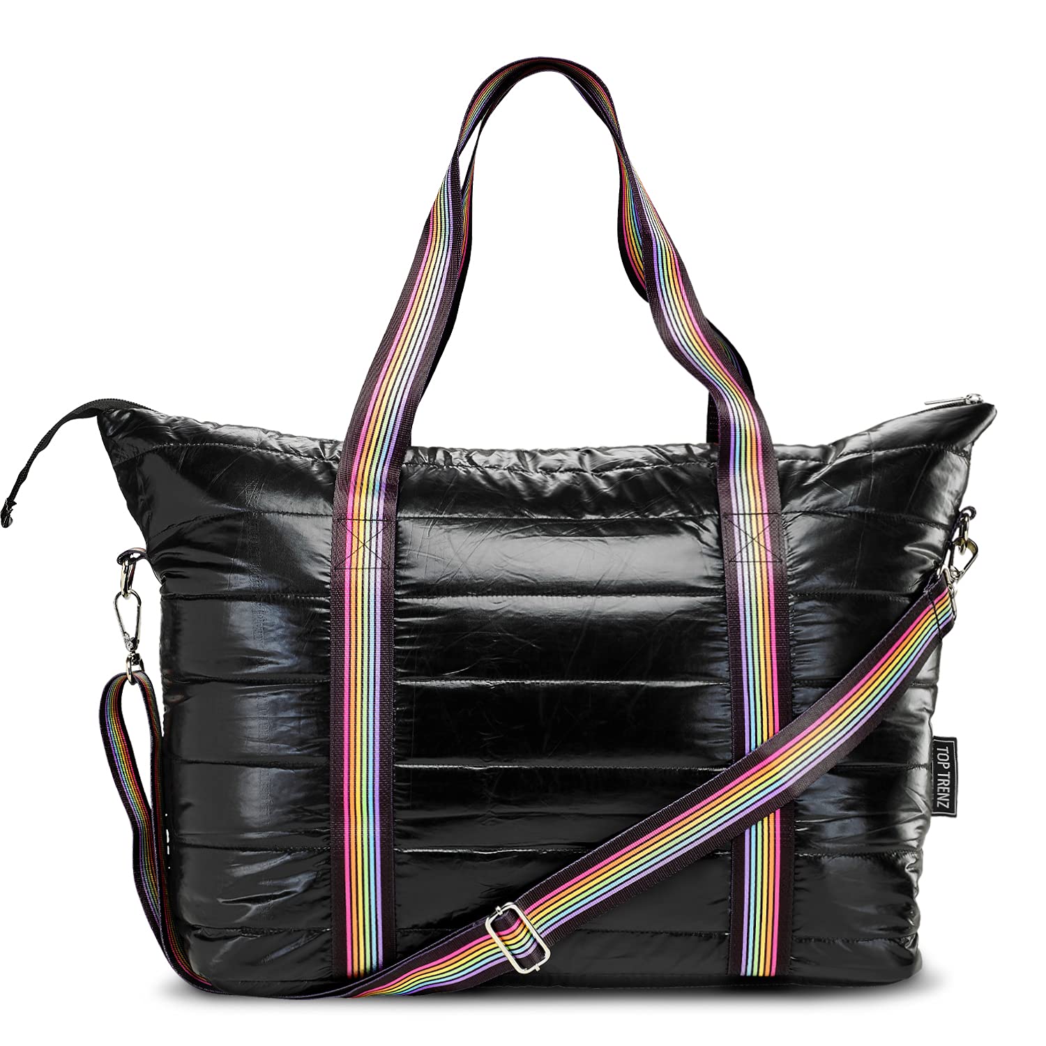 TOP TRENZ Puffer Tote Bag for Women - Stylish Weekender & Overnight Bag - Perfect for Travel, Work, School, Gym & Weekend Getaways