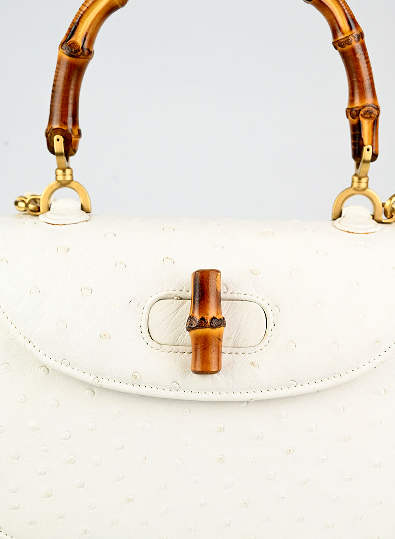 Authentic Gucci Bamboo Leather Handbag in White - Luxury Designer Tote for Women, Perfect for Office, Travel & Everyday Use