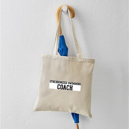 Synchronized Swimming Coach Tote Bag - Natural Canvas Reusable Shopping Bag for Coaches, Athletes & Fans | Perfect for Swim Meets, Practice & Groceries