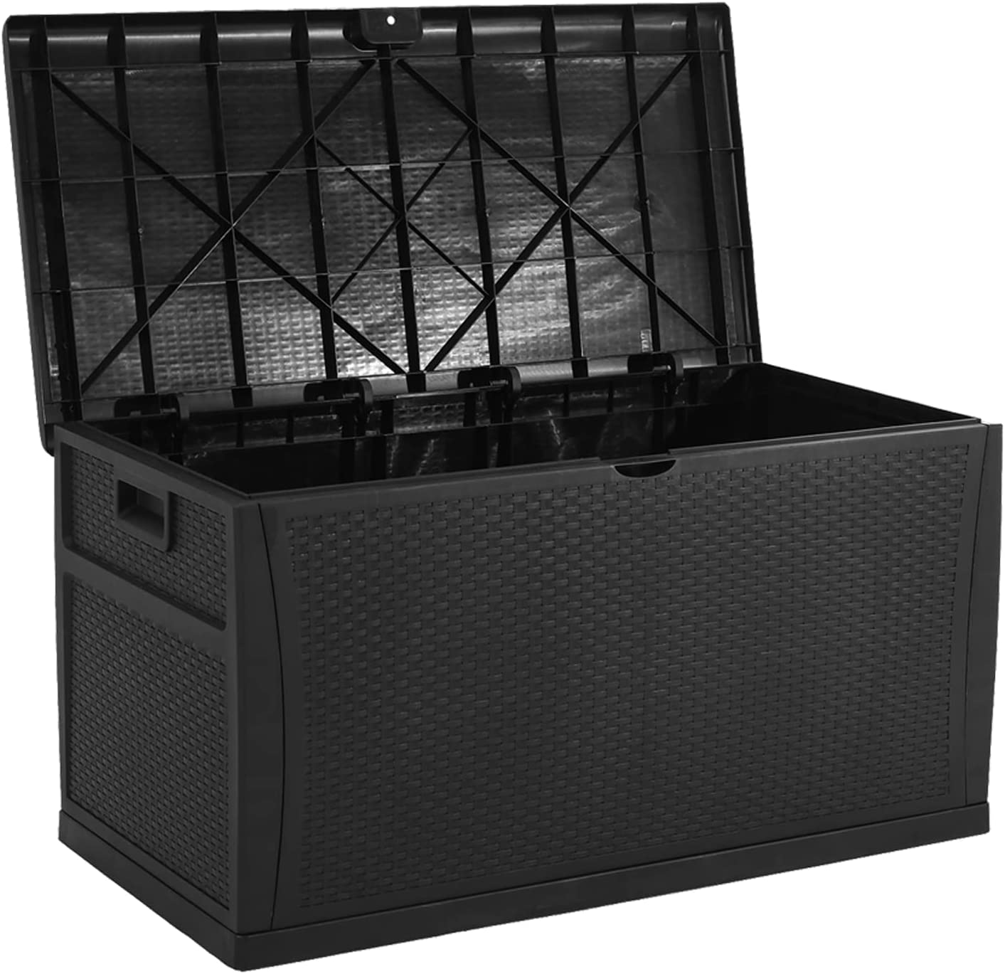 120 Gallon Outdoor Storage Deck Box - Weatherproof Resin Container for Patio, Garden & Deck - Black - Perfect for Storing Cushions, Pool Toys & Outdoor Gear