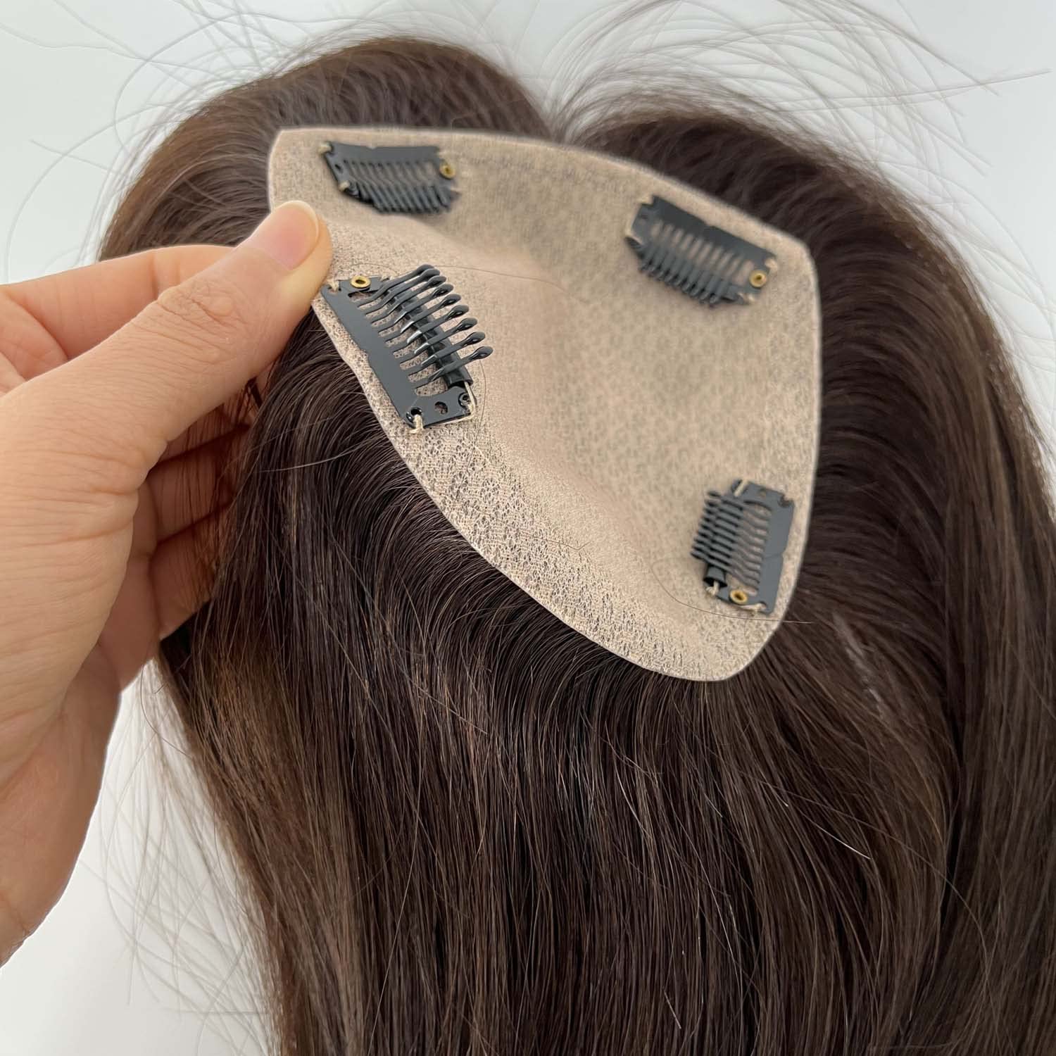 100% Real Human Hair Toppers for Women - Handmade Full Silk Base Clip-In Hair Piece for Thinning Hair & Gray Coverage - 14 Inch Dark Brown | Perfect for Daily Wear, Special Occasions & Hair Loss Solutions