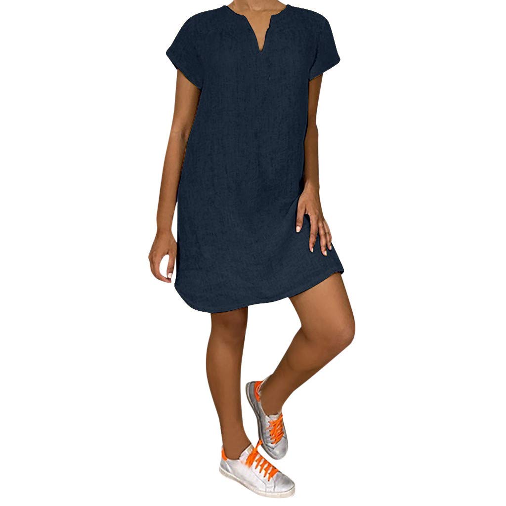 Sexy Women's Summer Dresses - Loose Fit V-Neck Short Sleeve Casual Dress for Beach Party, Luau Outfits & Vacation Wear | Flowy Boho Style for Women