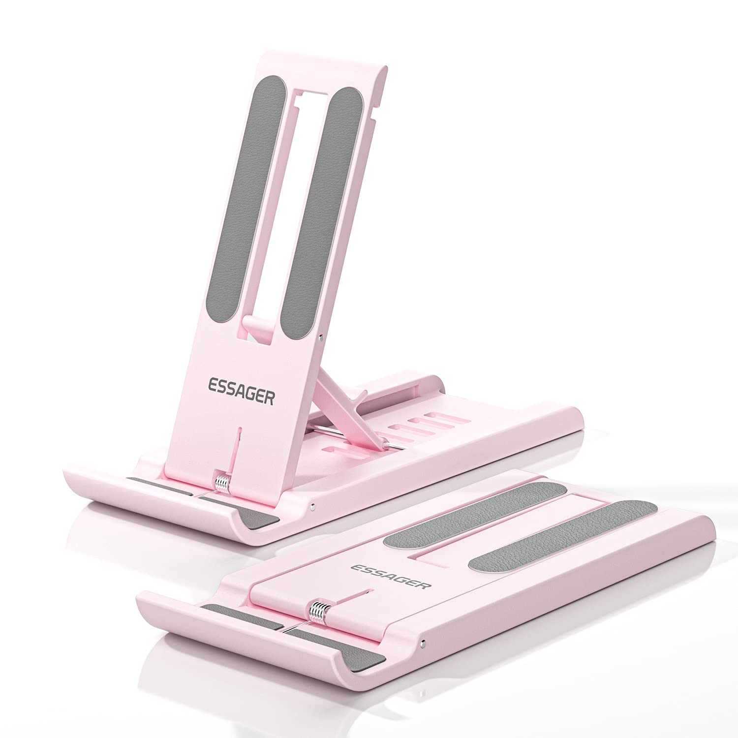 ESSAGER 2 Pack Foldable Mini Phone Stand - Adjustable Desktop Phone Holder for iPhone, Kindle, Smartphones & Tablets (Pink) | Perfect for Watching Videos, Video Calls & Hands-Free Reading