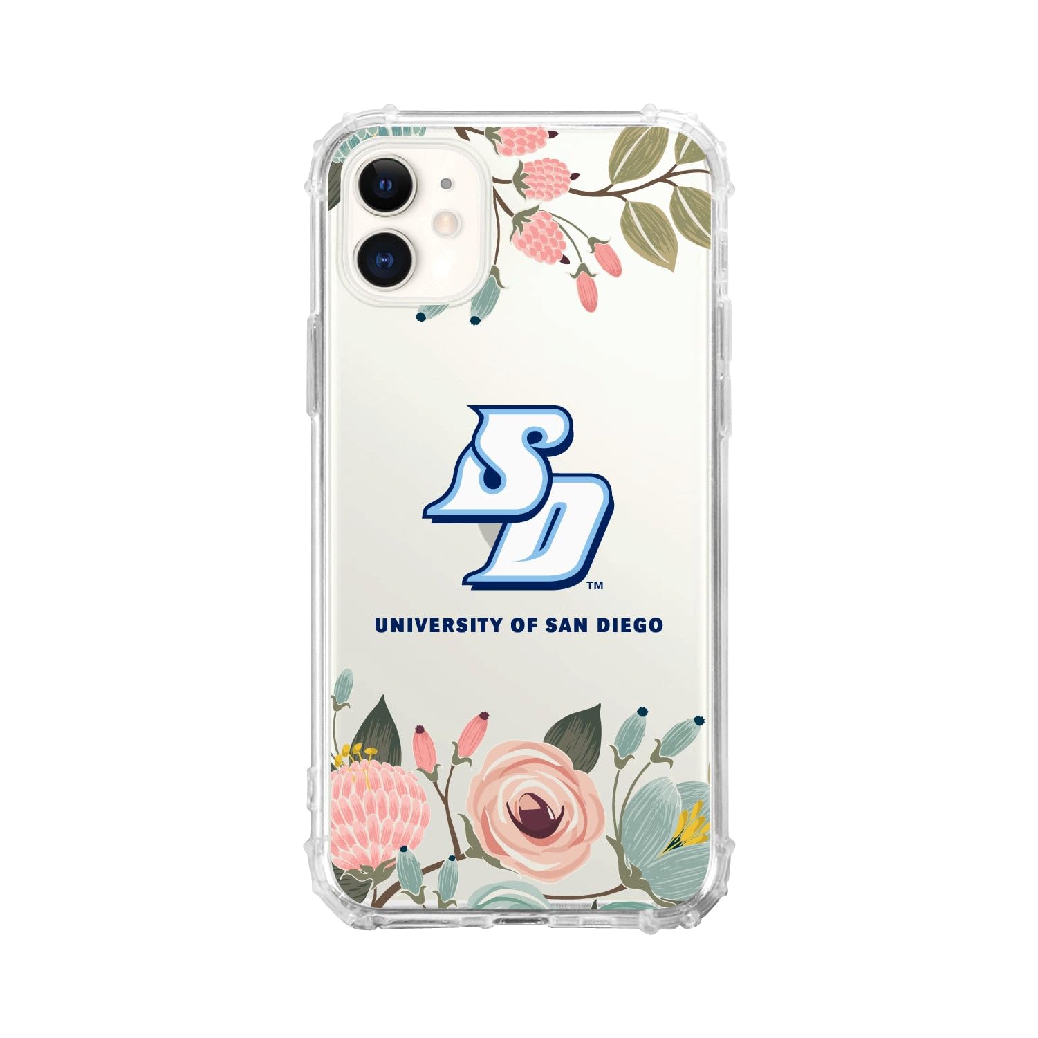 OTM Essentials Rugged Phone Case for iPhone 13 Pro - Shockproof Protective Cover with Reinforced Edges, Classic White Design | Perfect for University of San Diego Students & Active Lifestyles