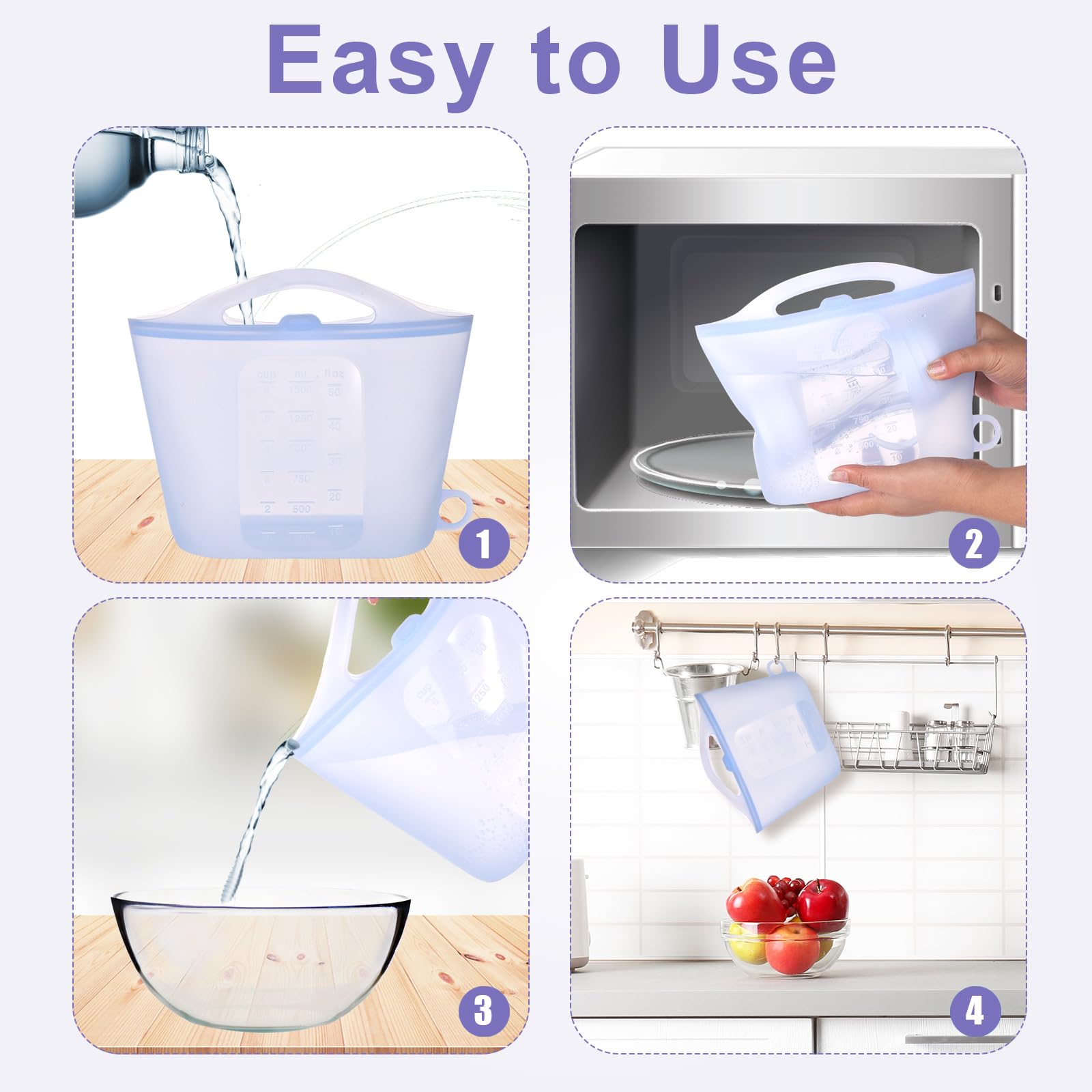 Baby Bottle Sterilizer Microwave Steam Sterilizer - 1.5L Reusable Silicone Steaming Bag for Breast Pump Parts, Pacifiers & Teethers - Essential Travel & Home Accessory for Moms (Blue) - Perfect for Daycare, Traveling & Quick Sterilization at Home