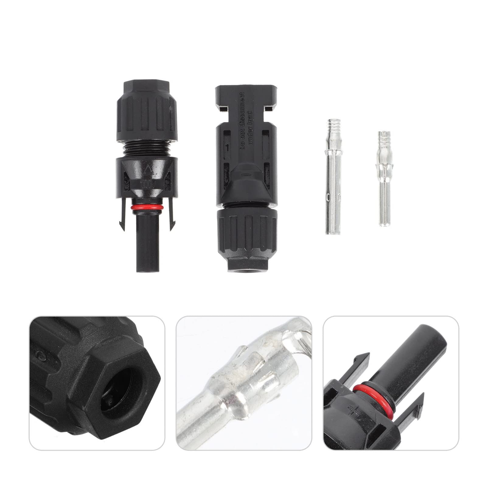 DOITOOL 1 Set Solar Panel Cable Connectors - Waterproof Male & Female Solar Wire Adapter Kit for Solar Panel Connection (Black) | Perfect for RV, Boat & Off-Grid Solar Systems