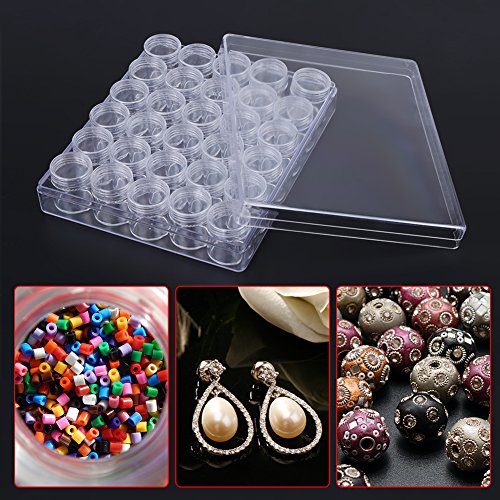 30-Piece Clear Plastic Jewelry Box Organizer with Adjustable Compartments - Small Round Bead Storage Jars & Rectangle Box for Necklaces, Rings, Earrings - Perfect for Travel, Home, and Craft Room Organization