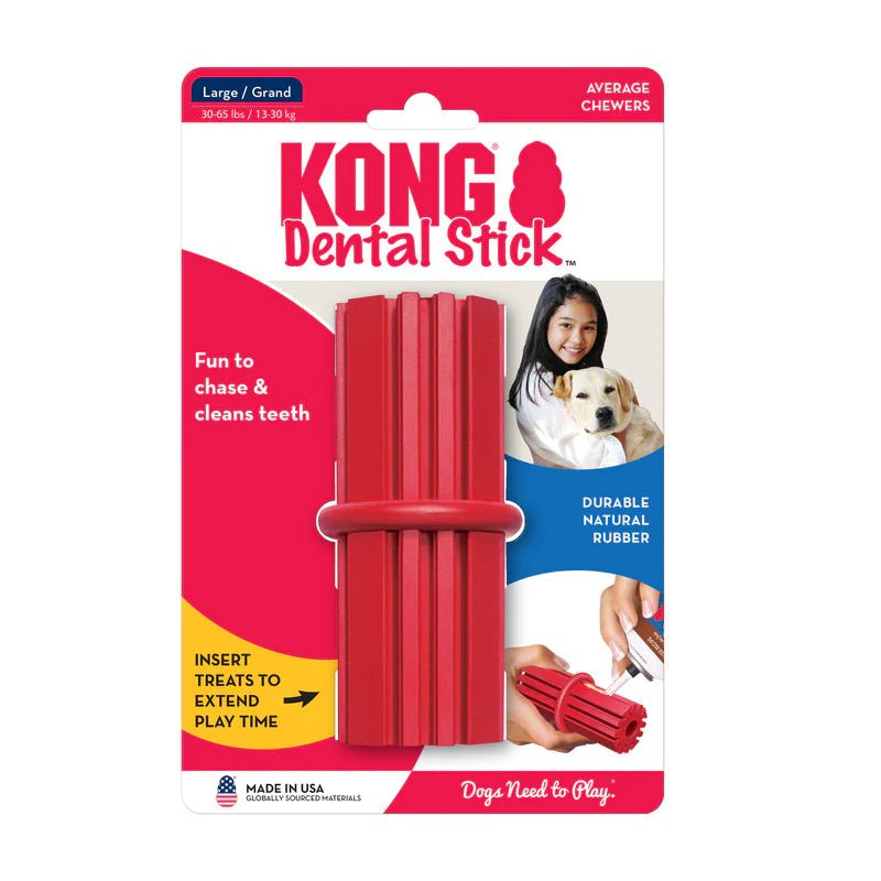 3 Pack KONG Dental Stick for Large Dogs - Dog Chew Toys for Aggressive Chewers, Teeth Cleaning & Anxiety Relief - Perfect for Playtime, Training & Dental Health