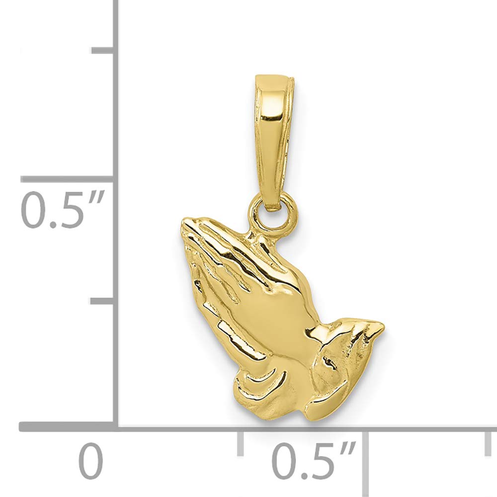 10K Yellow Gold Praying Hands Charm Pendant - Religious Jewelry for Women & Men - Perfect for Gifts, Prayer, Faith & Spiritual Occasions