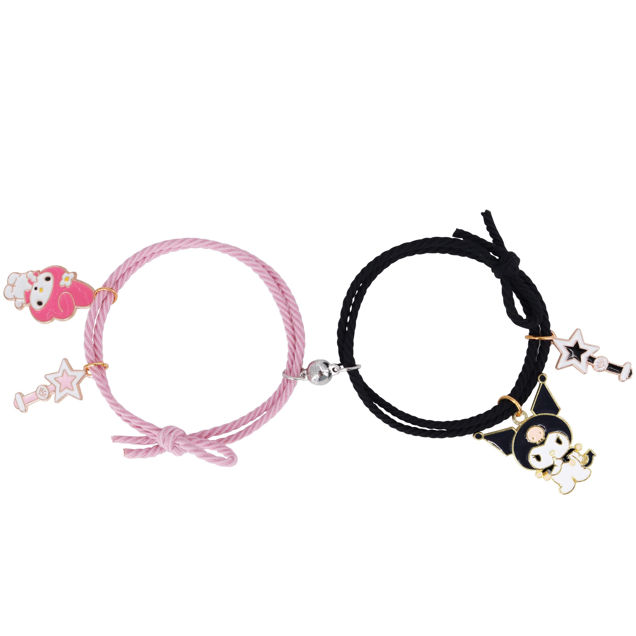 Roffatide Anime Magnetic Bracelets - Adjustable Mutual Attraction Bracelet Set with Elastic Hair Ties for Cosplay, Gift Giving & Everyday Fashion Accessories